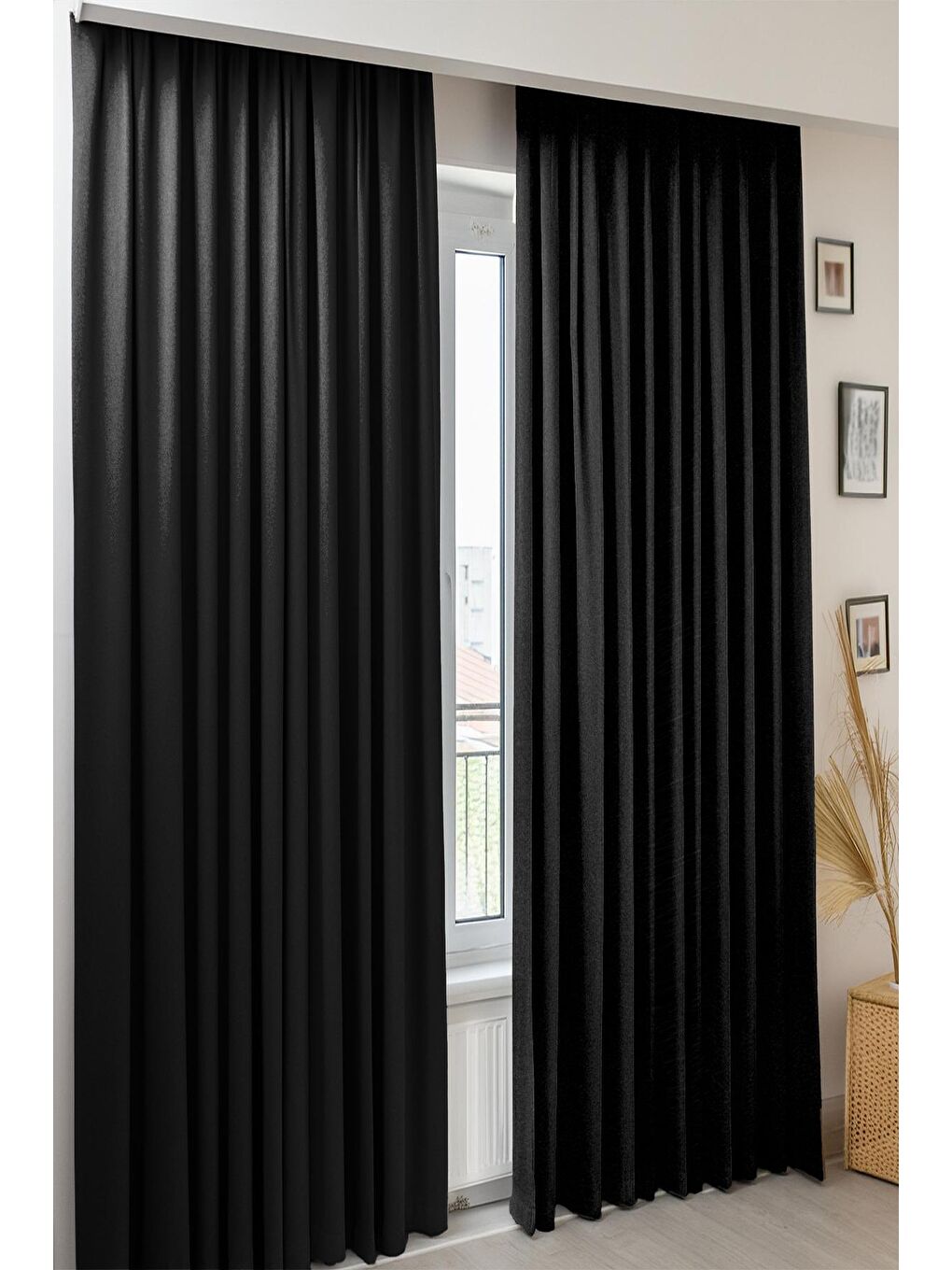 Homefesto Siyah Modern Fon Perde Blackout %100 Işık Geçirmez Siyah Karartma Fon Perde 140 x 260 cm