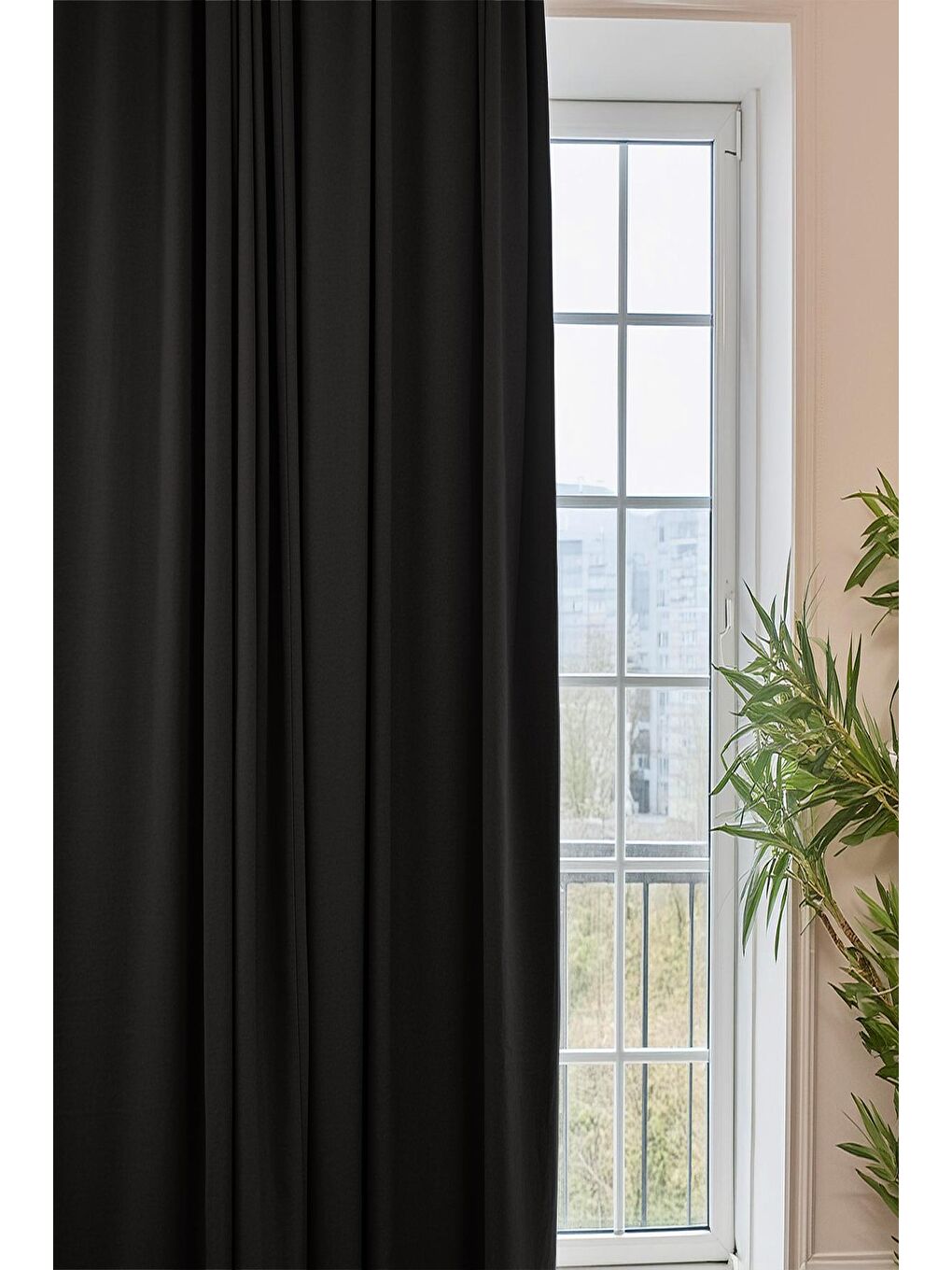 Homefesto Siyah Modern Fon Perde Blackout %100 Işık Geçirmez Siyah Karartma Fon Perde 140 x 260 cm - 1