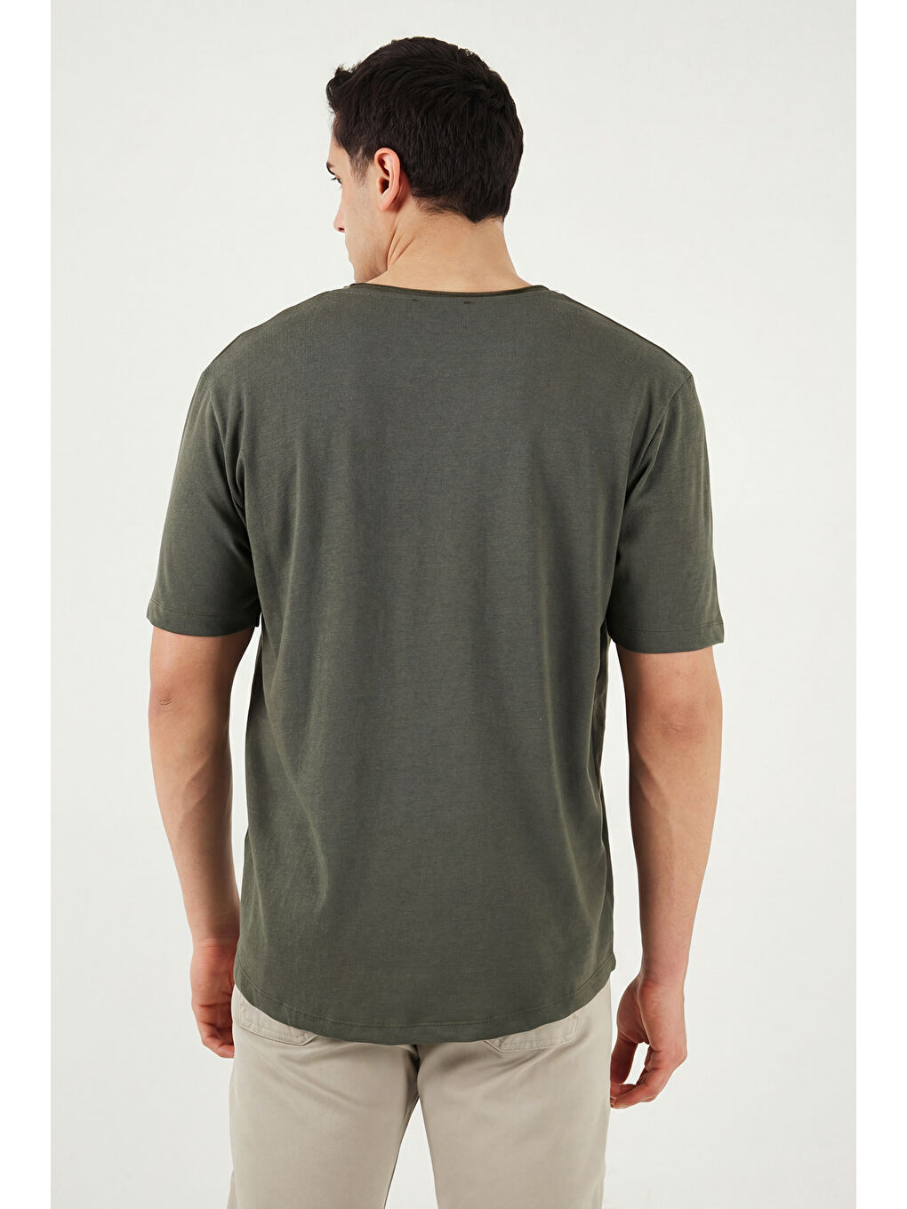 Yeşil Pamuklu Regular Fit Bisiklet Yaka T Shirt 5904074-6