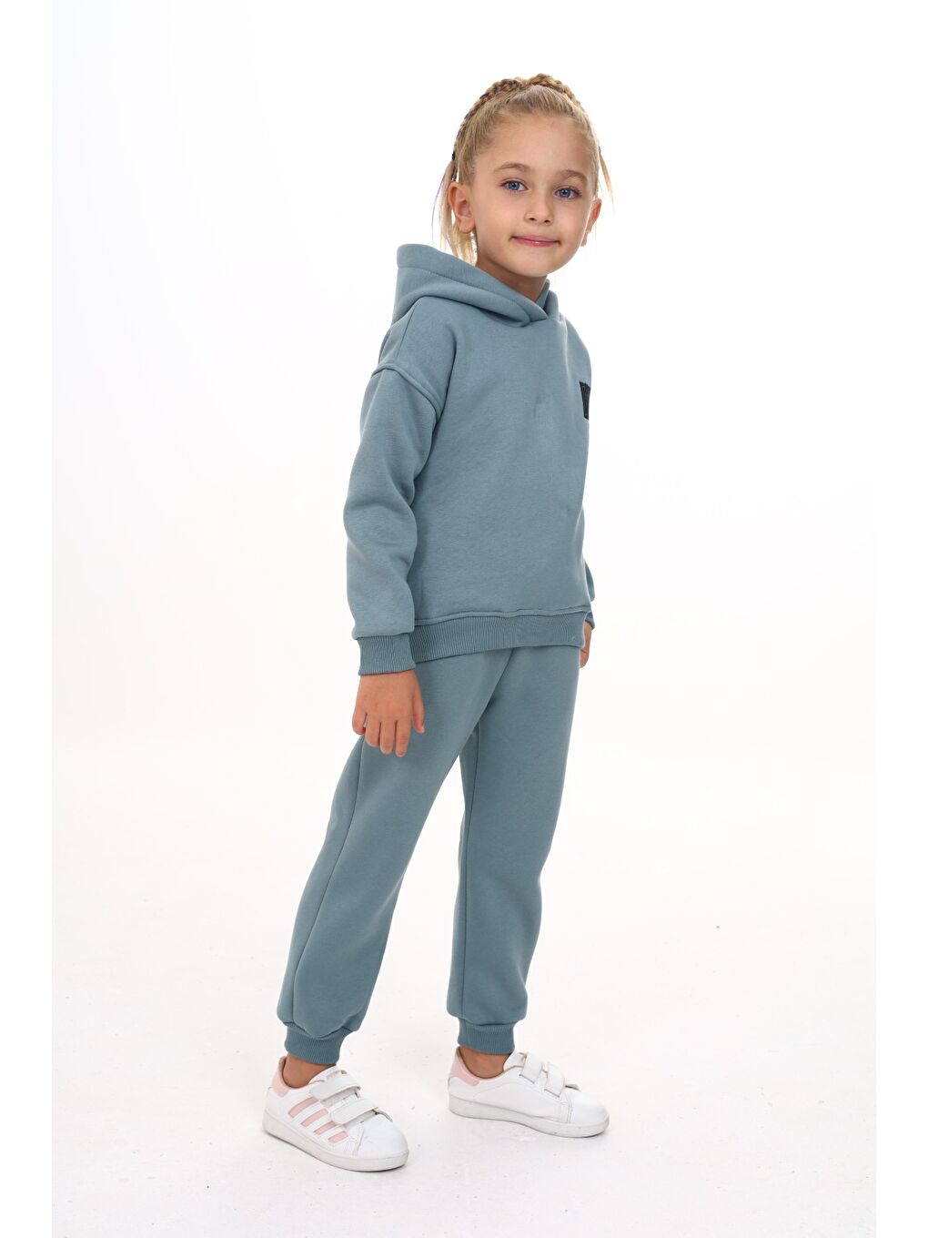 Mavi Kız Çocuk Nakışlı Eşofman Takım-4