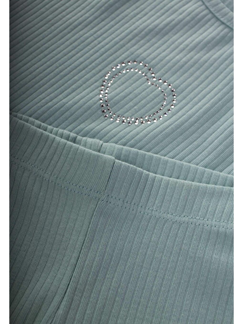 Taş İşlemeli Fitilli Taytlı Takım 2-7 Yaş Mint Yeşili-3