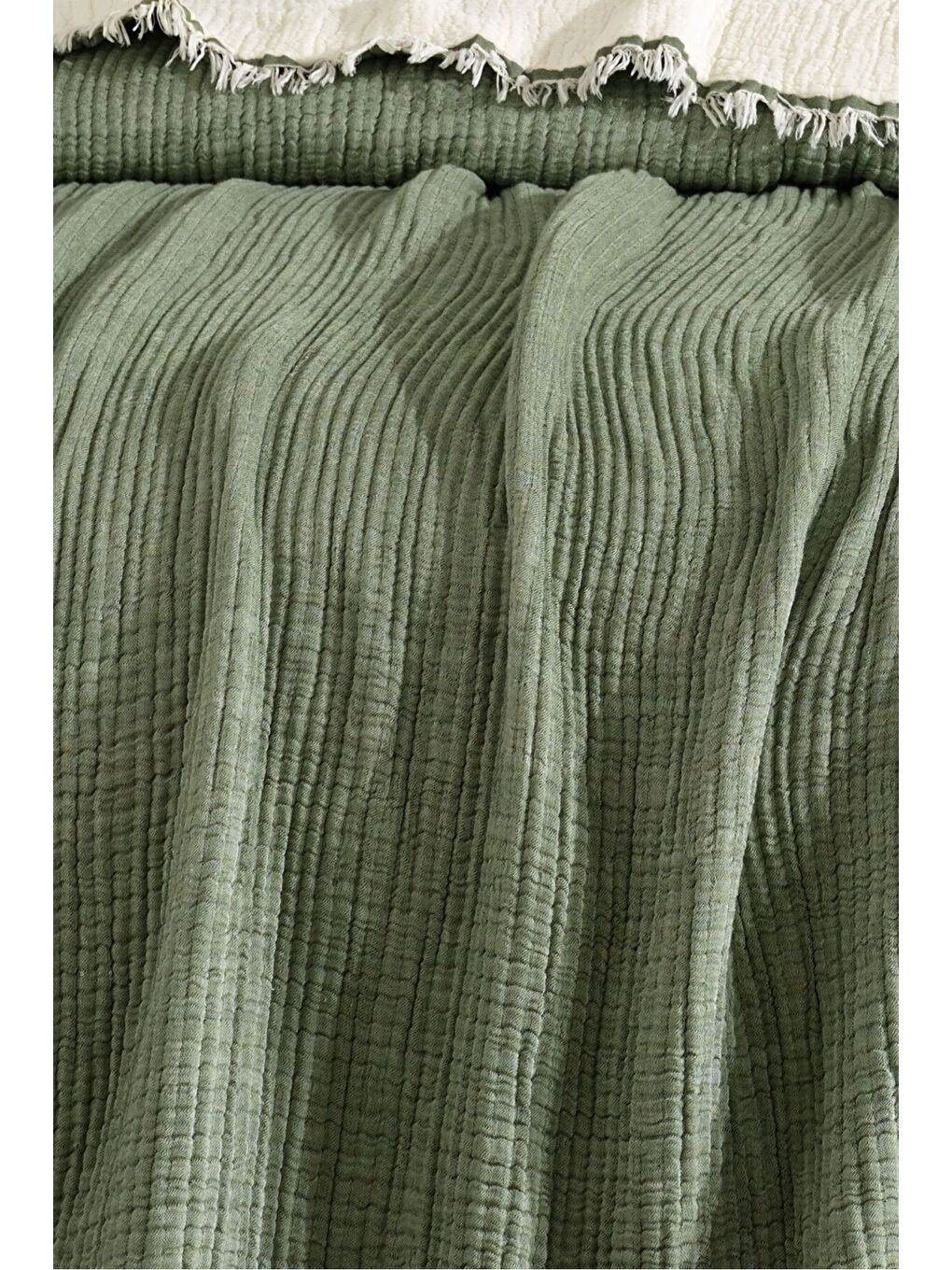 Yeşil Tek Kişilik 5 Katlı %100 Pamuk Müslin Yatak Örtüsü - YEŞİL YESIL/160X230CM-1
