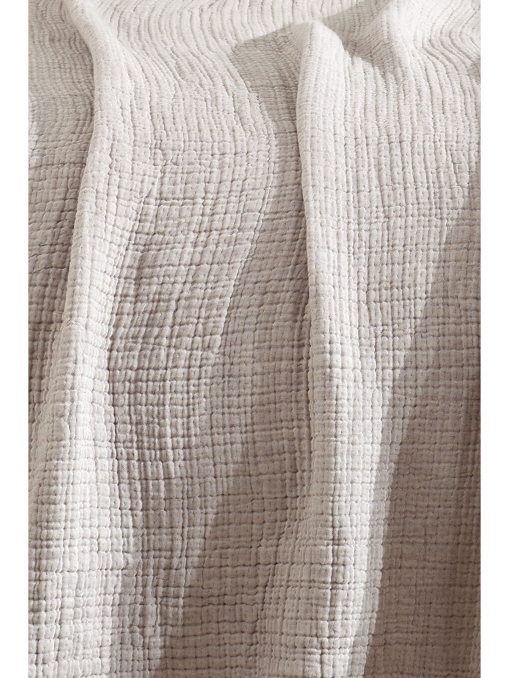 Bej Tek Kişilik 5 Katlı %100 Pamuk Müslin Yatak Örtüsü - TAŞ TAS/160X230CM-1