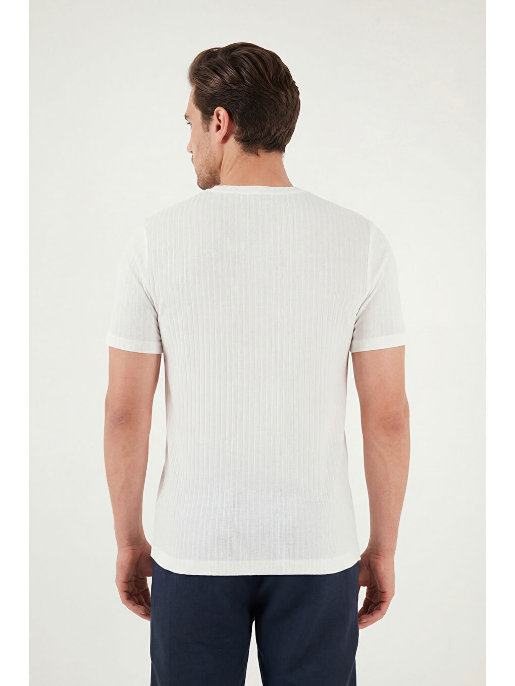 Ekru Pamuklu Regular Fit Bisiklet Yaka T Shirt 5904068-6