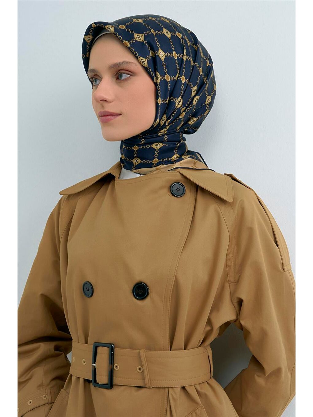 Lacivert Saf İpek Sura Eşarp 9530D 04-1