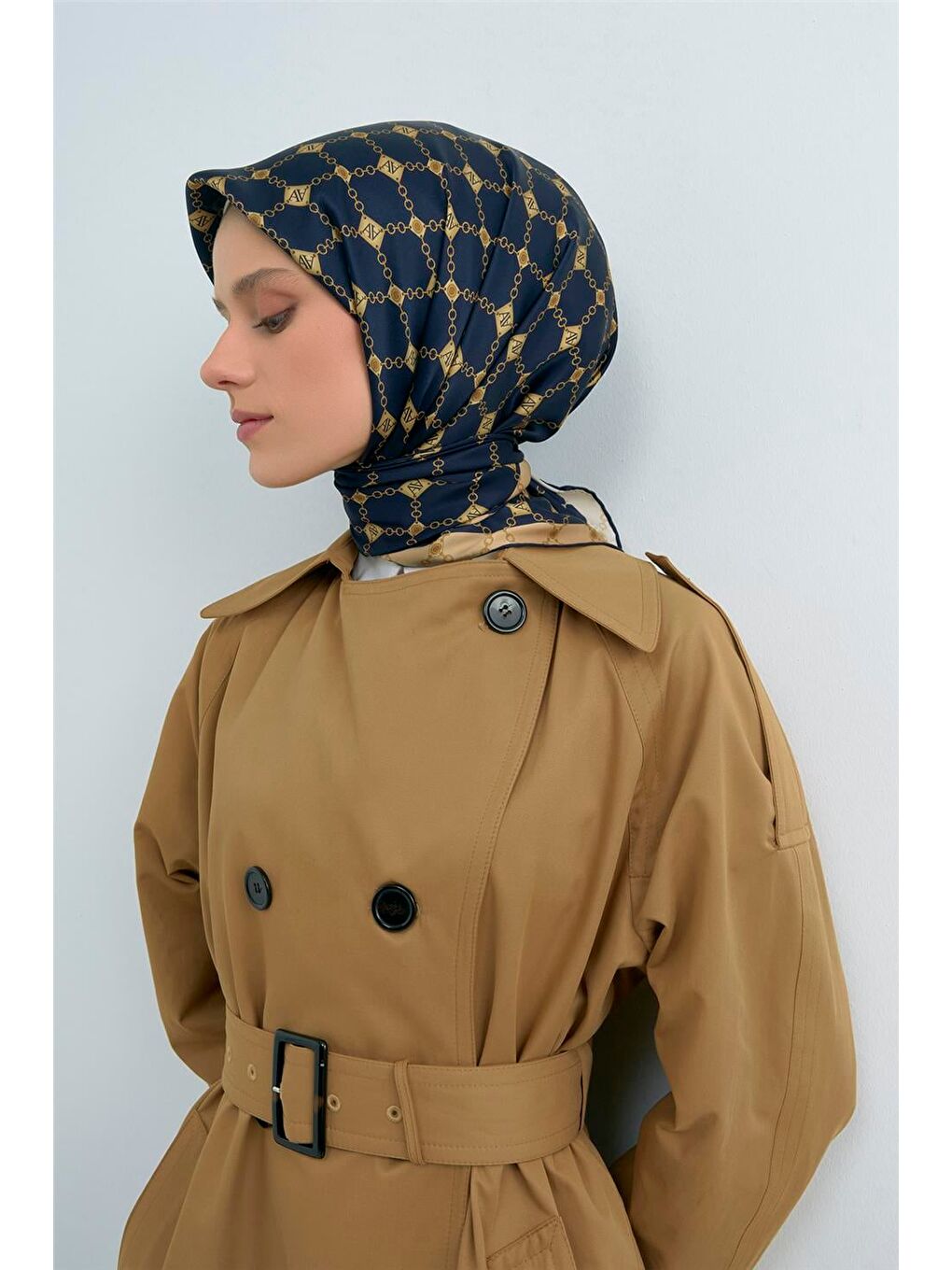 Lacivert Saf İpek Sura Eşarp 9530D 04-2