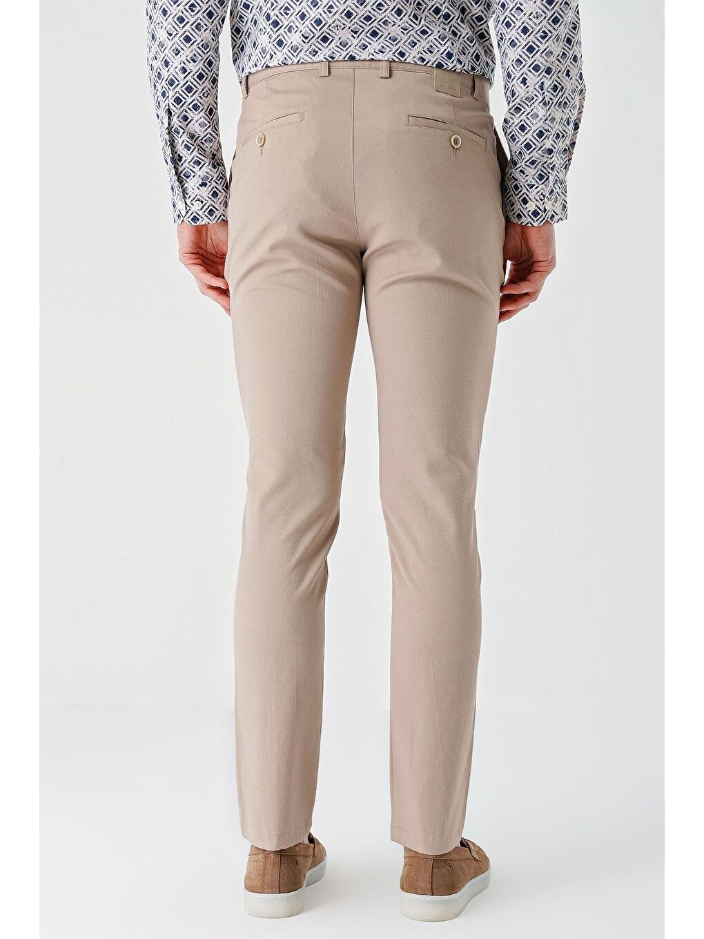 Bej Pamuklu Yandan Cepli Casual Slim Fit Chino Pantolon 1003240156-4