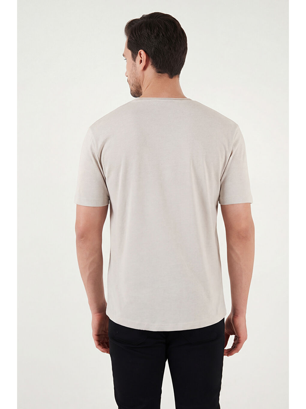 Bej Pamuklu Regular Fit Bisiklet Yaka T Shirt 5904074-6