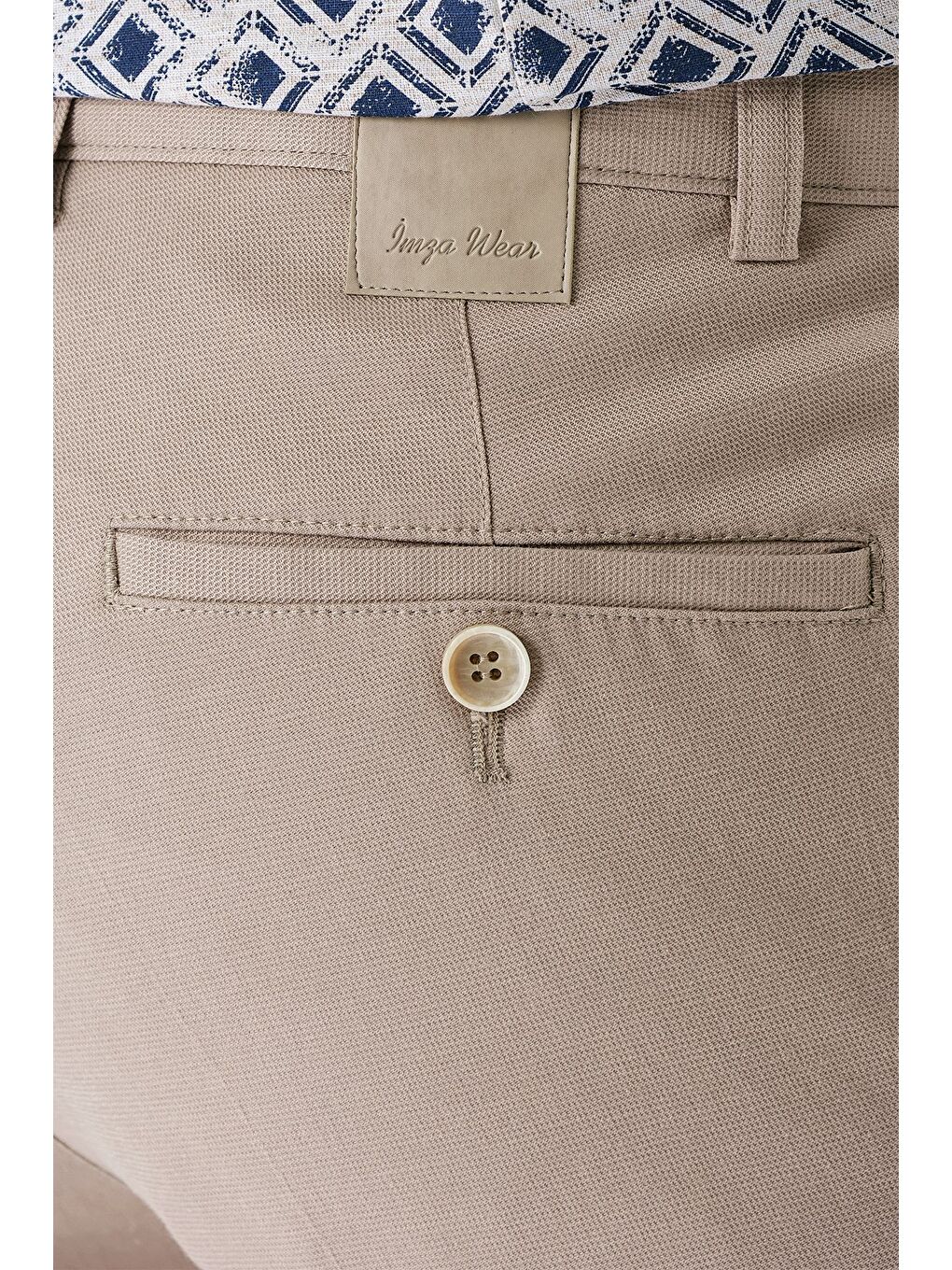 Bej Pamuklu Yandan Cepli Casual Slim Fit Chino Pantolon 1003240156-5