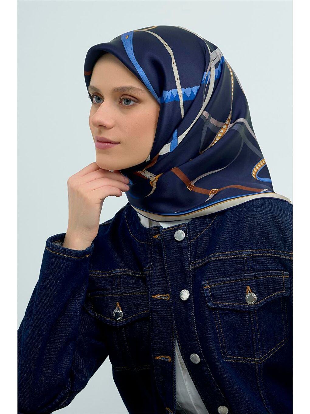 Lacivert Saf İpek Sura Eşarp 9517D 03-2