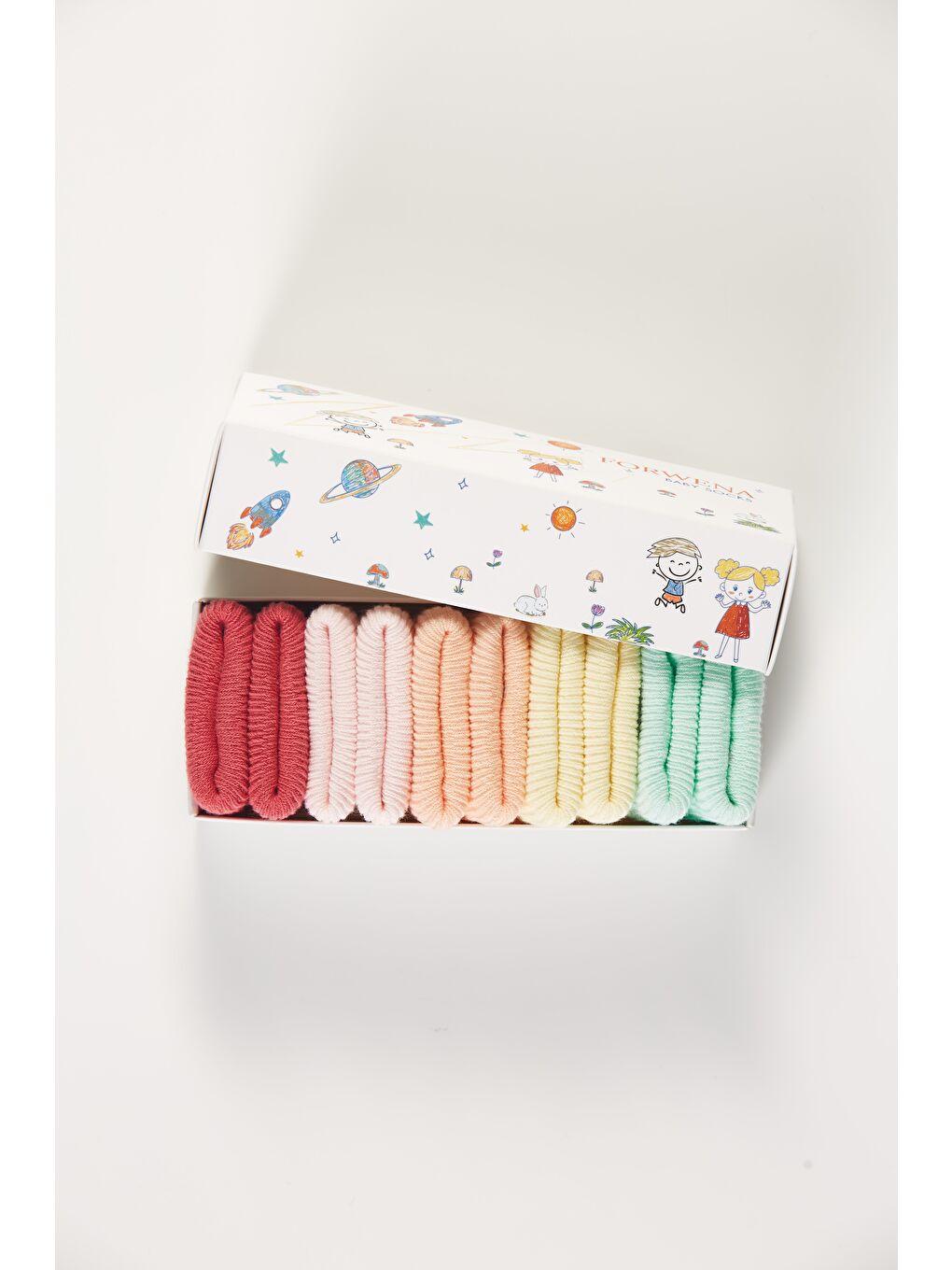 Karışık Baby Socks 5'li Kutulu Bebek Renkli Pamuklu Dikişsiz Kıvırmalı Soket Çorap