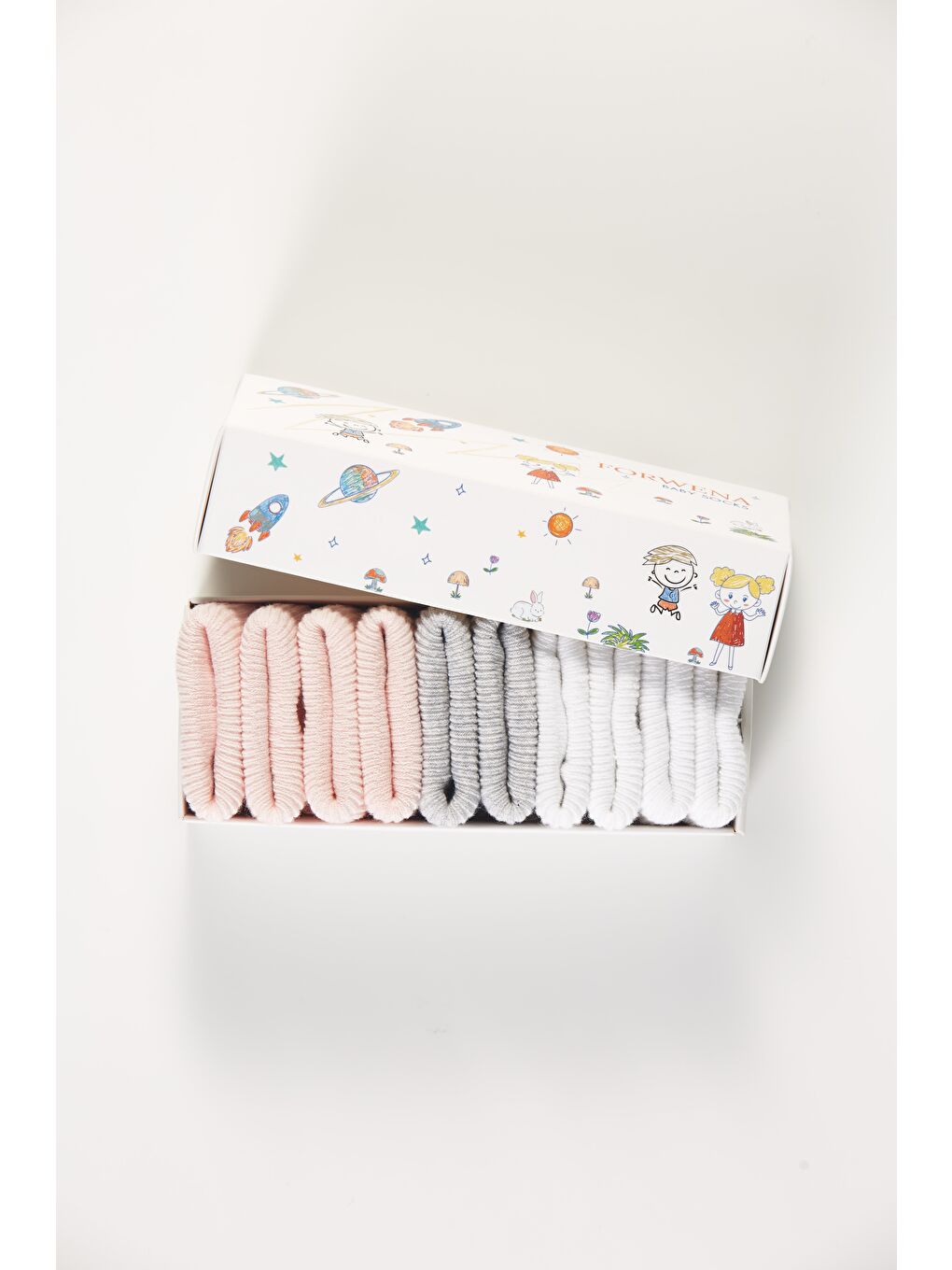 Karışık Baby Socks 5'li Kutulu Bebek Renkli Pamuklu Dikişsiz Kıvırmalı Soket Çorap