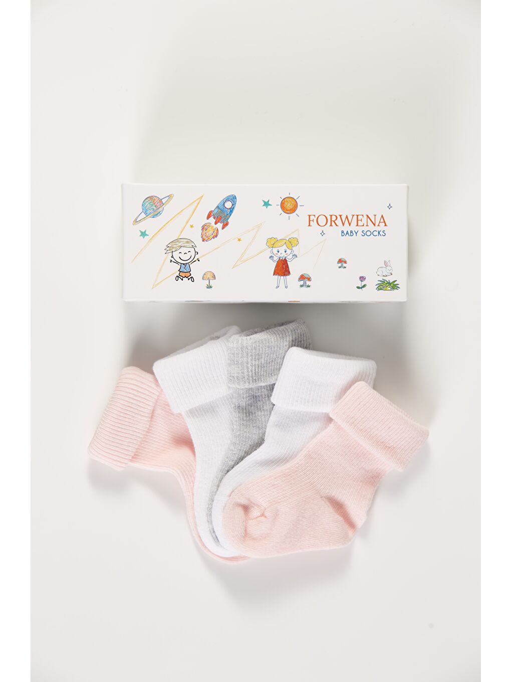Karışık Baby Socks 5'li Kutulu Bebek Renkli Pamuklu Dikişsiz Kıvırmalı Soket Çorap-1