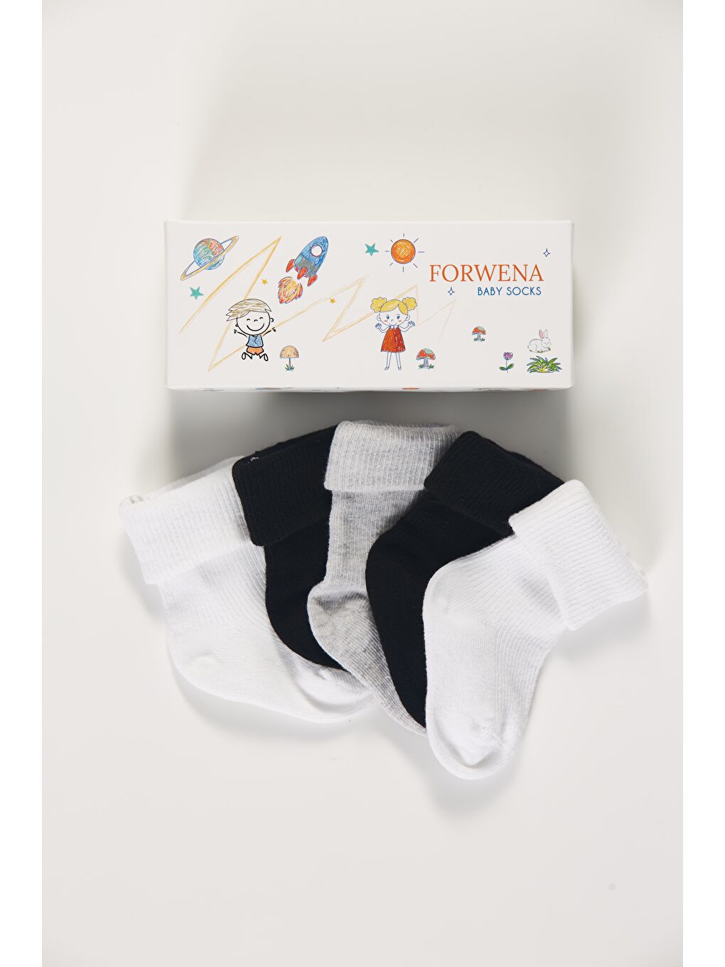 Karışık Baby Socks 5'li Kutulu Bebek Renkli Pamuklu Dikişsiz Kıvırmalı Soket Çorap-1