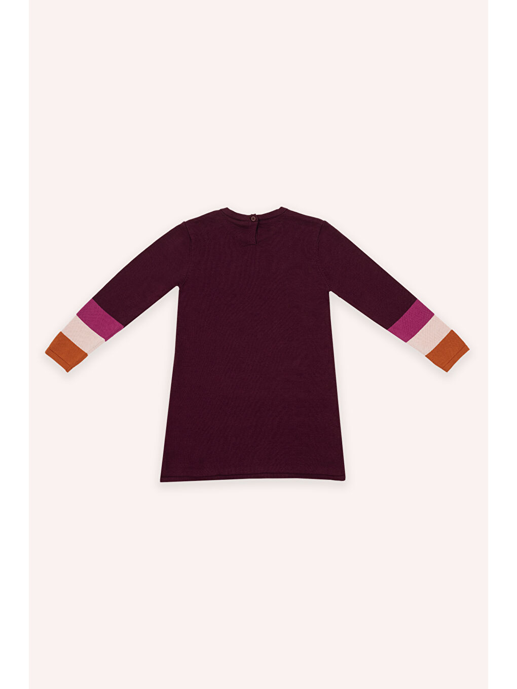 Bordo Kız Çocuk Kalp Desenli Triko Elbise-2