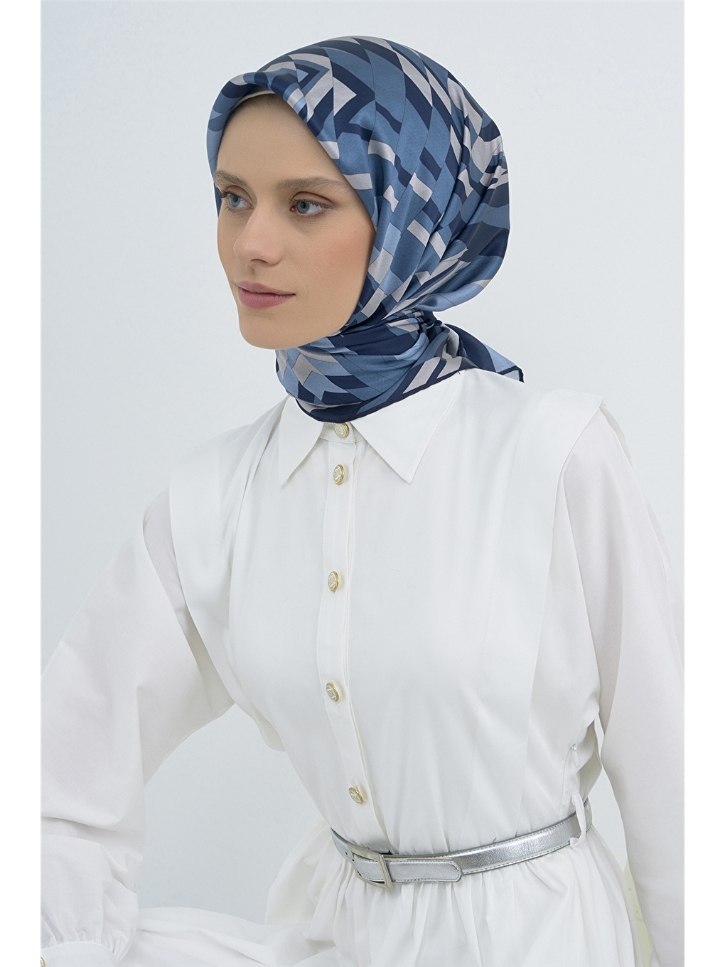 Lacivert Saf İpek Sura Eşarp 9507D 83-2