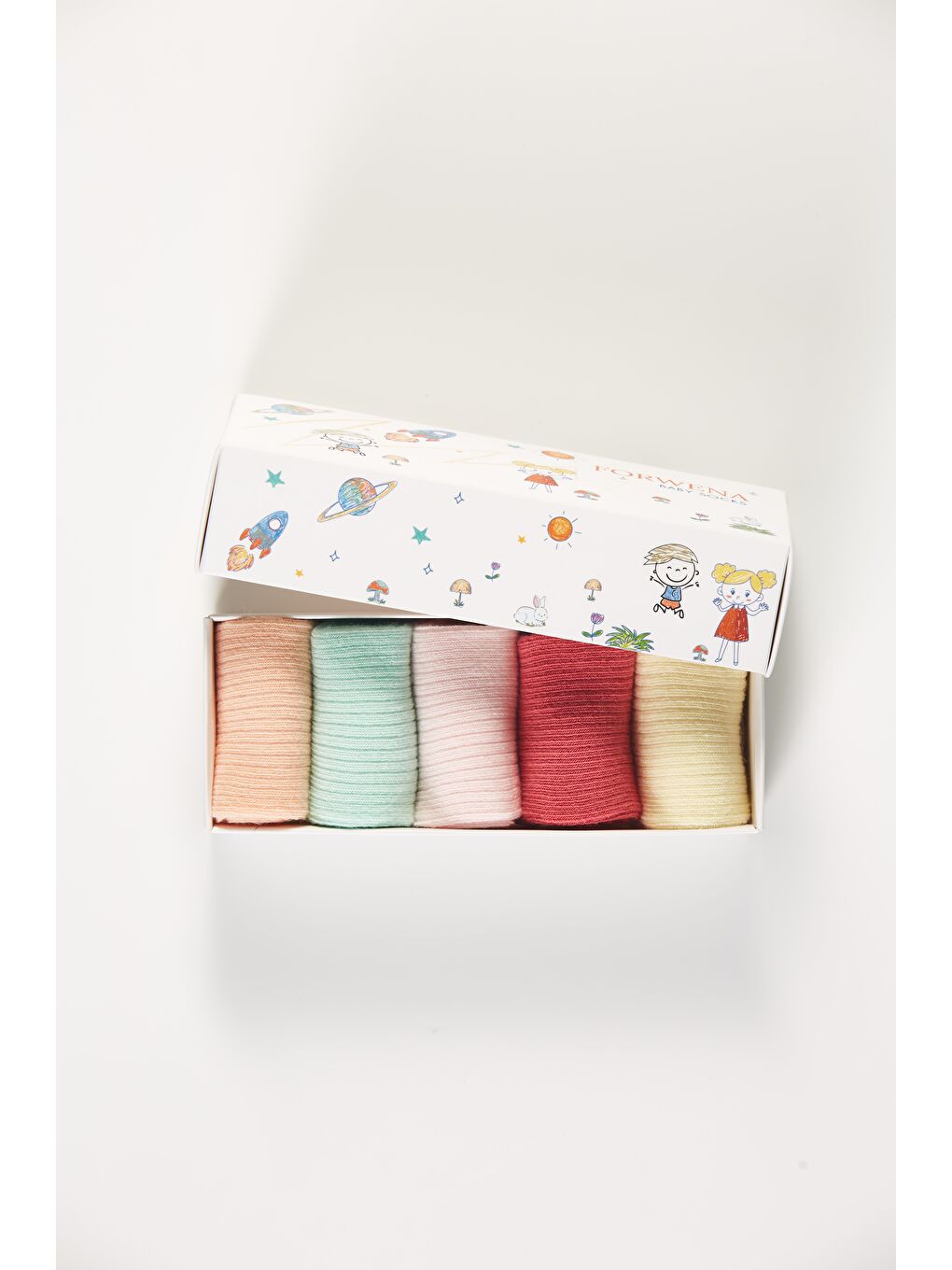 Karışık Baby Socks 5'li Kutulu Bebek Renkli Pamuklu Lastiksiz Dikişsiz Soket Çorap