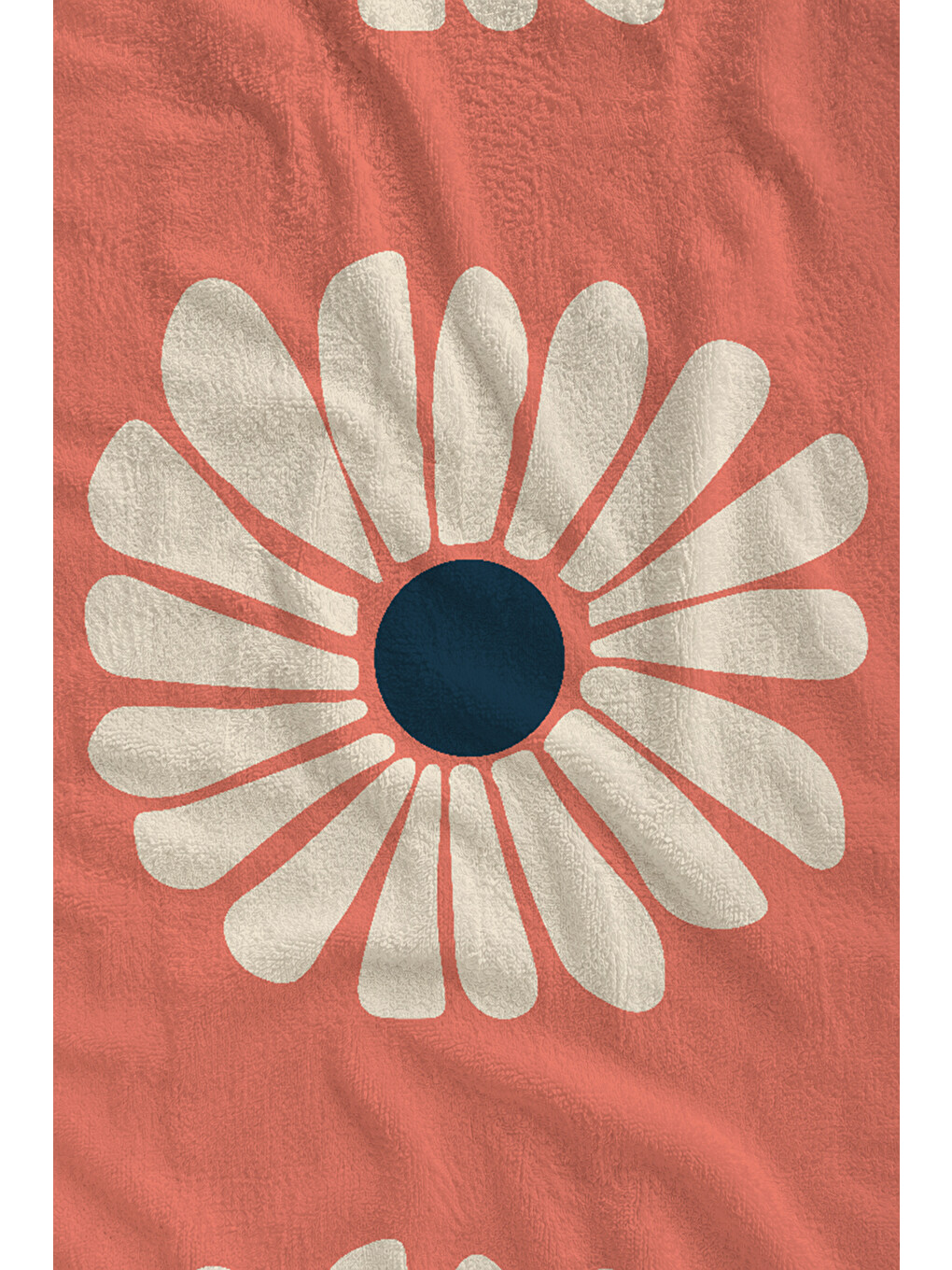 Mercan Pembe Büyük Papatya Desenli 70x150 Cm Dijital Baskılı Plaj Ve Banyo Havlusu-1