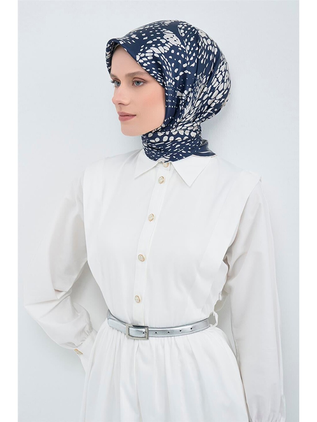 Lacivert Saf İpek Sura Eşarp 9552d 91