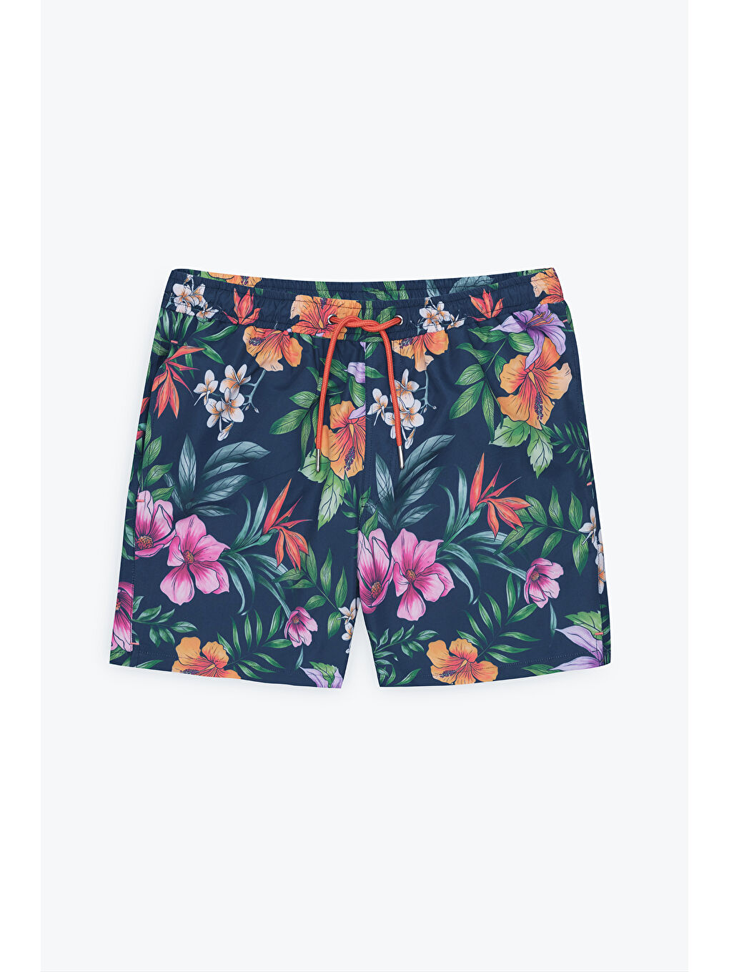 Erkek Lacivert Standart Fit Normal Kesim Cepli Hızlı Kuruyan Desenli Mayo Deniz Şortu-9