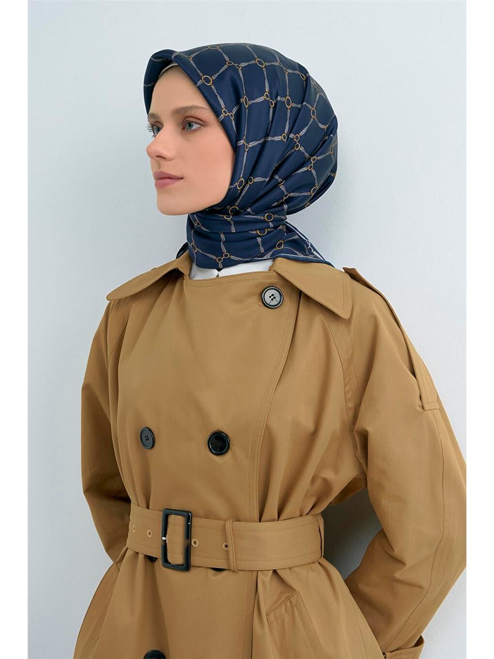 Lacivert Saf İpek Sura Eşarp 9538D 85-1