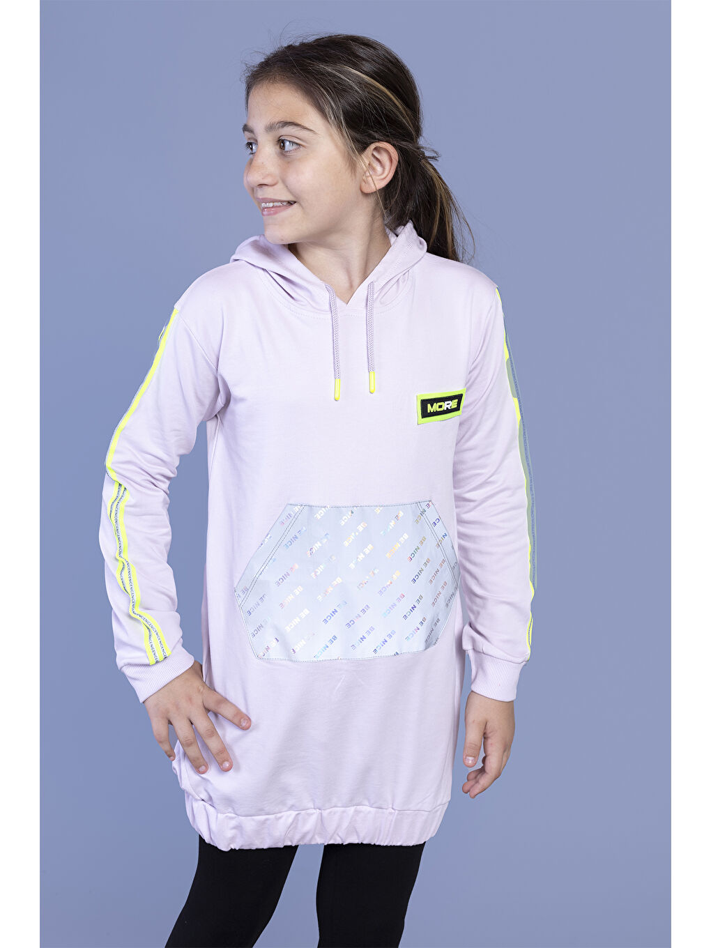 Toontoykids Pembe Kız Çocuk Kanguru Cepli Reflektör Detaylı Sweatshirt