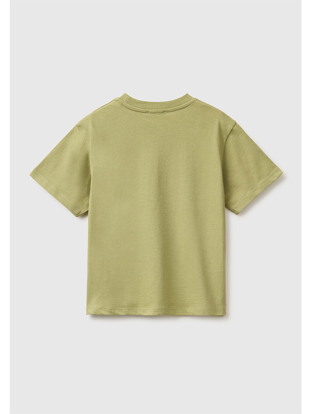 Erkek Bebek Haki Baskı ve Aplike Detaylı Bisiklet Yaka T-Shirt-1