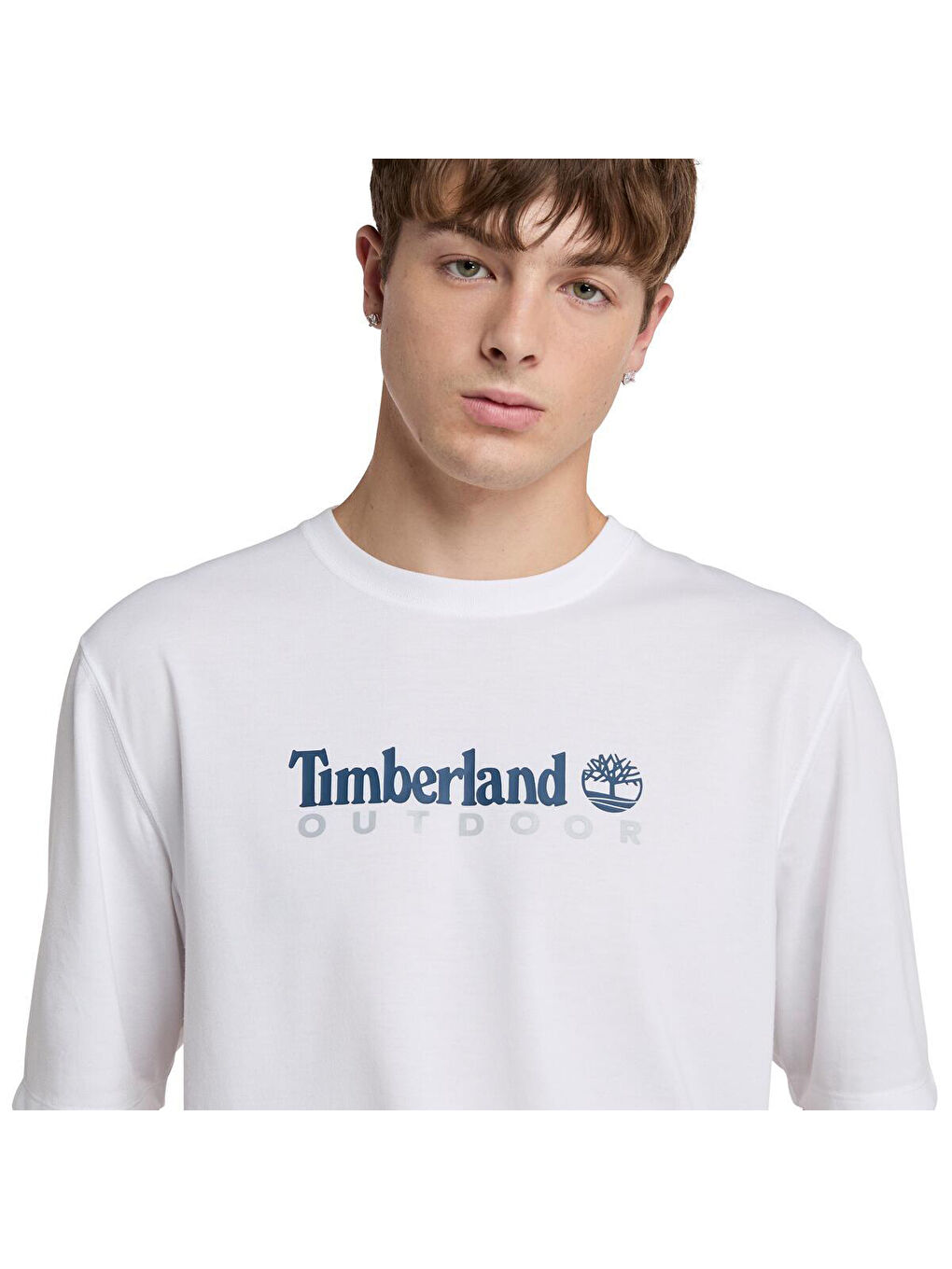 Anti Uv Outdoor Graphic Erkek Beyaz Yuvarlak Yaka Tişört-1