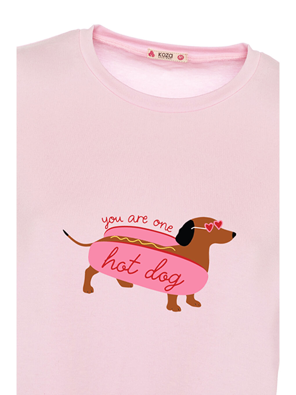 Pembe Kadın Pamuklu Renkli Köpek Baskılı Örme Pijama Takımı-4