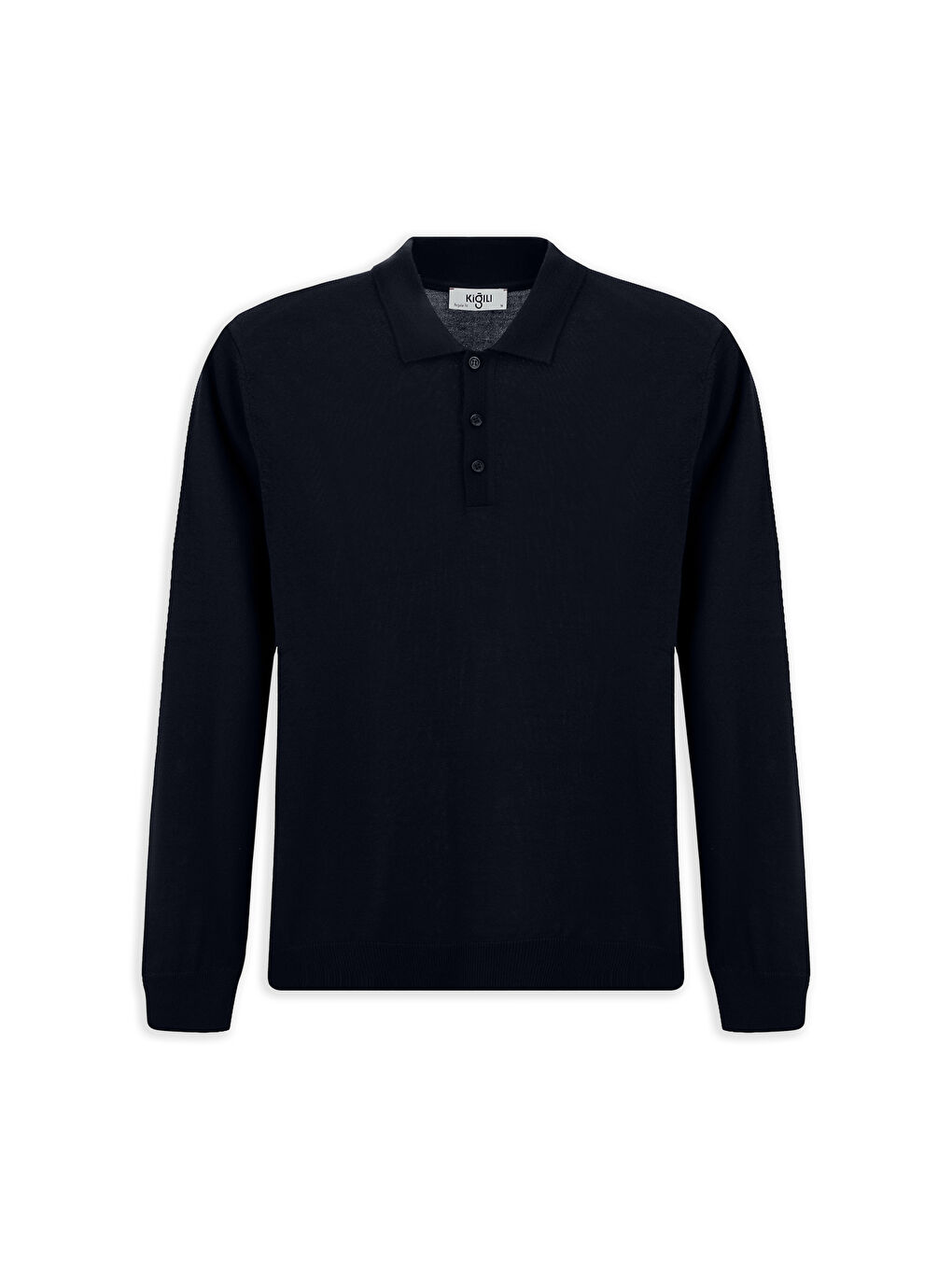 Lacivert Polo Yaka Regular Fit Yünlü Triko Kazak