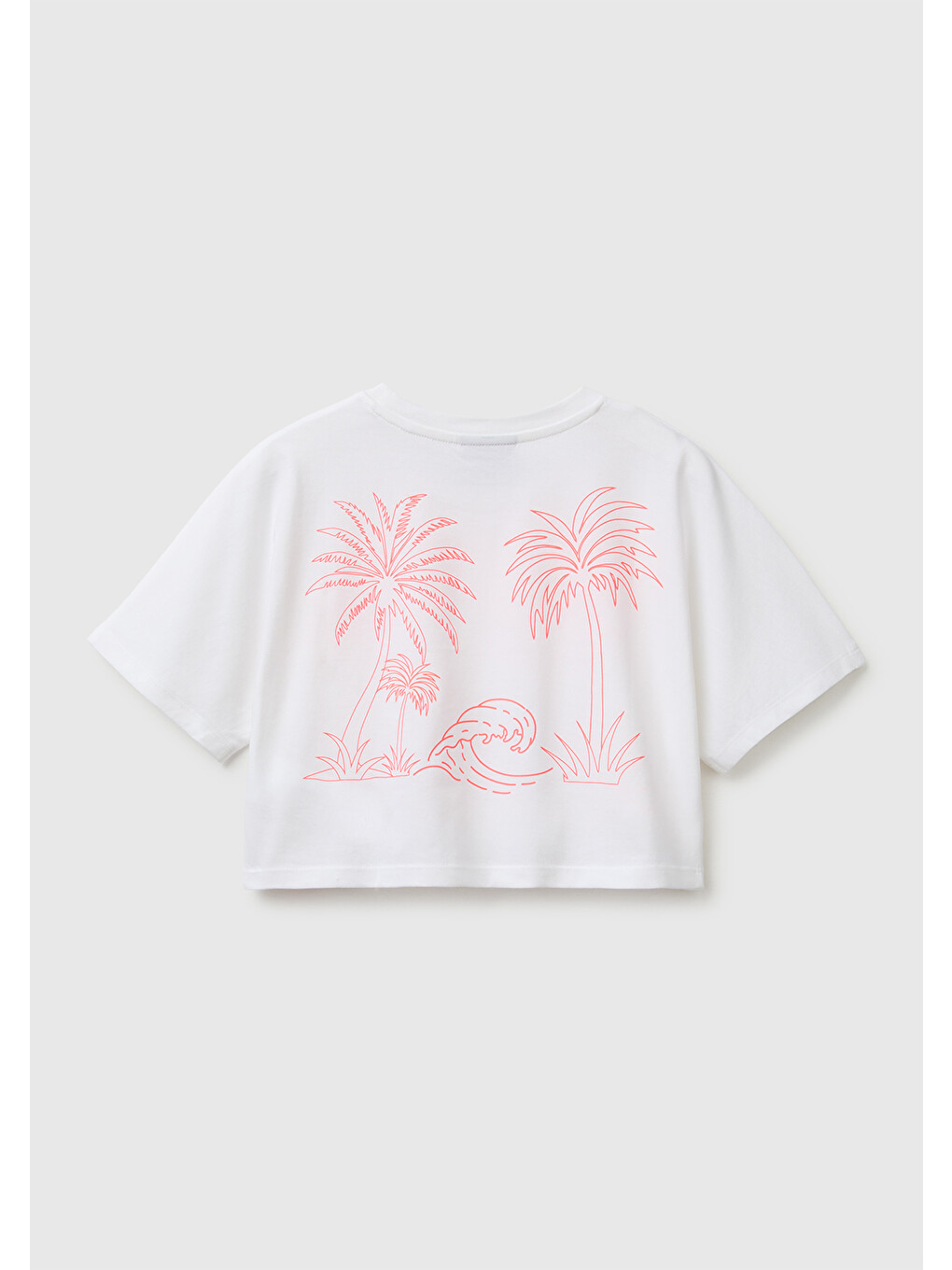 Kız Çocuk Beyaz Lilo & Stitch Baskı Detaylı Crop T-Shirt-1