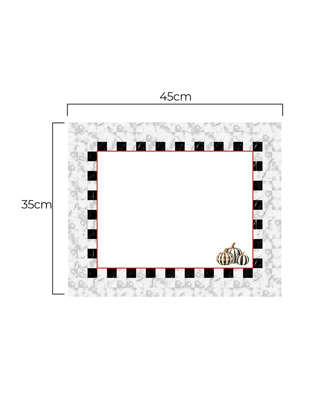 Marquina Dama Desenli Balkabak Temalı 2'li Amerikan Servis Seti Siyah-Beyaz-1