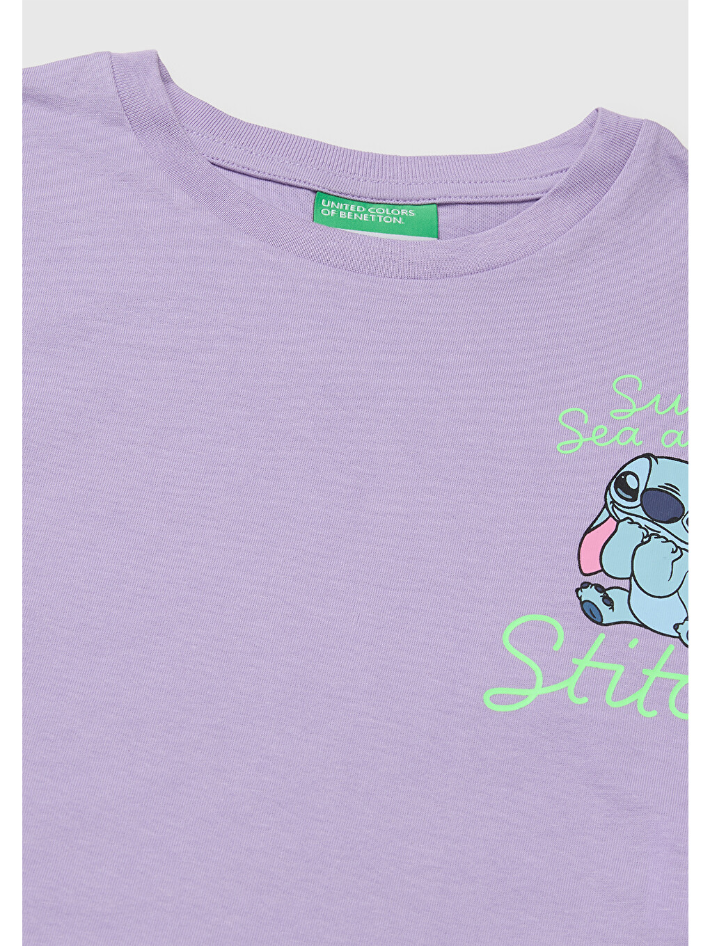 Kız Çocuk Lila Lilo & Stitch Baskı Detaylı Crop T-Shirt-2