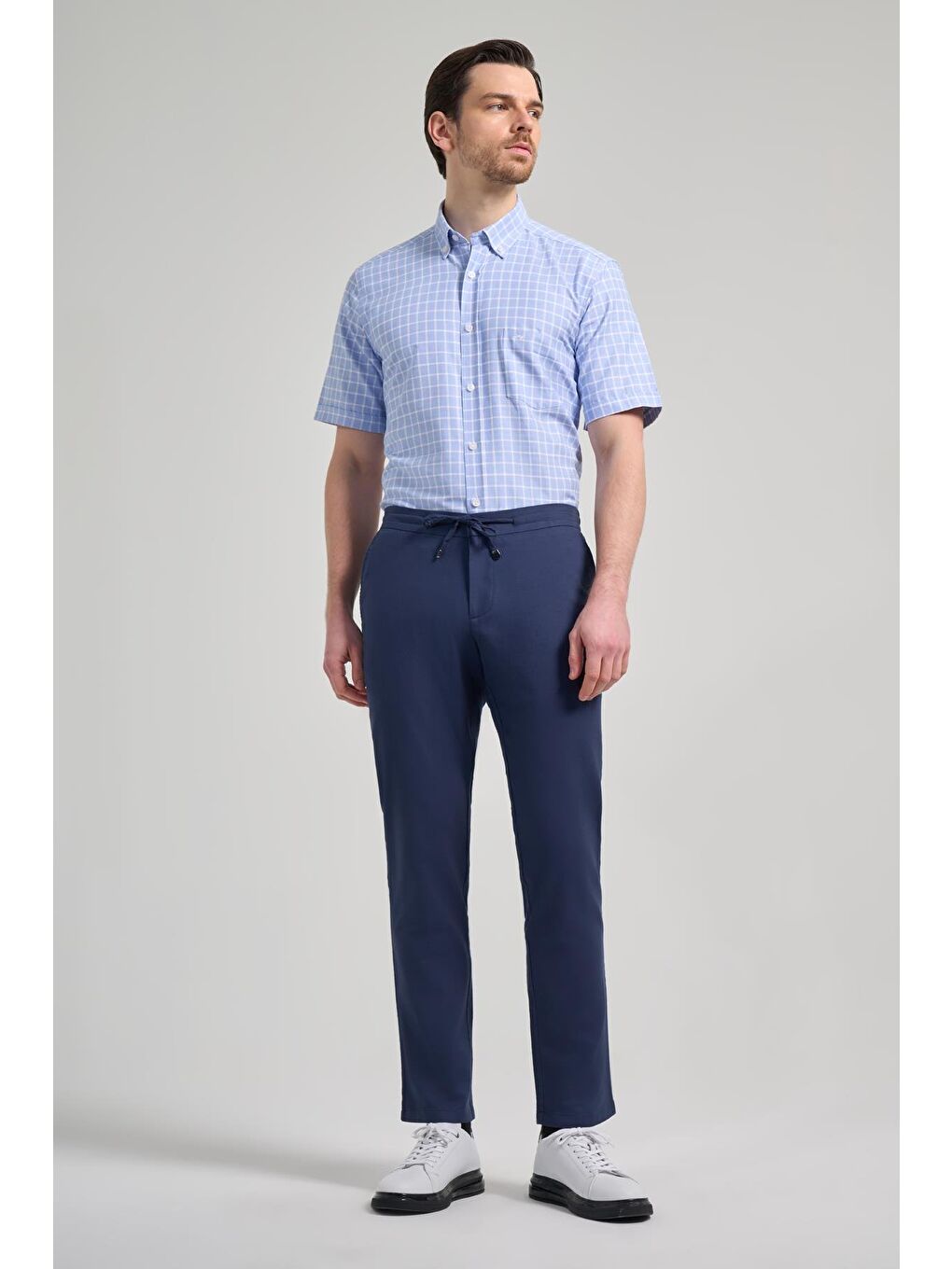 İndigo Mavi Pamuklu Yandan Cepli Casual Comfort Fit Jogger Pantolon 1003250110-1