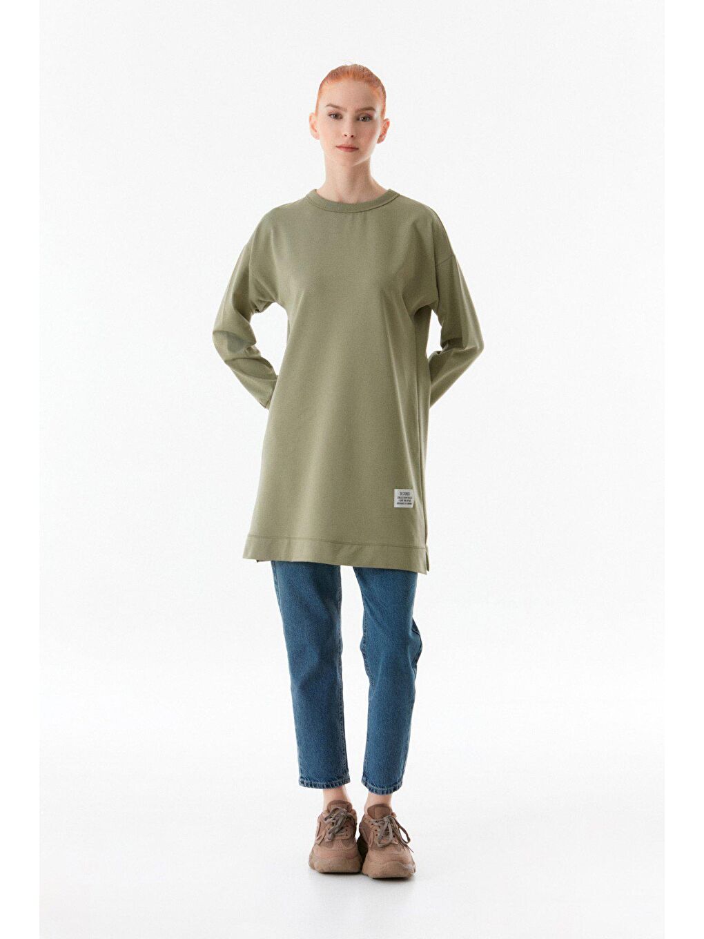 Haki Basic Bisiklet Yaka Tunik-1