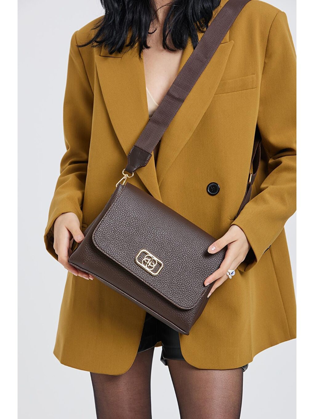 Uzun Askılı Ronald Kadın Çapraz Çanta Kahverengi-2