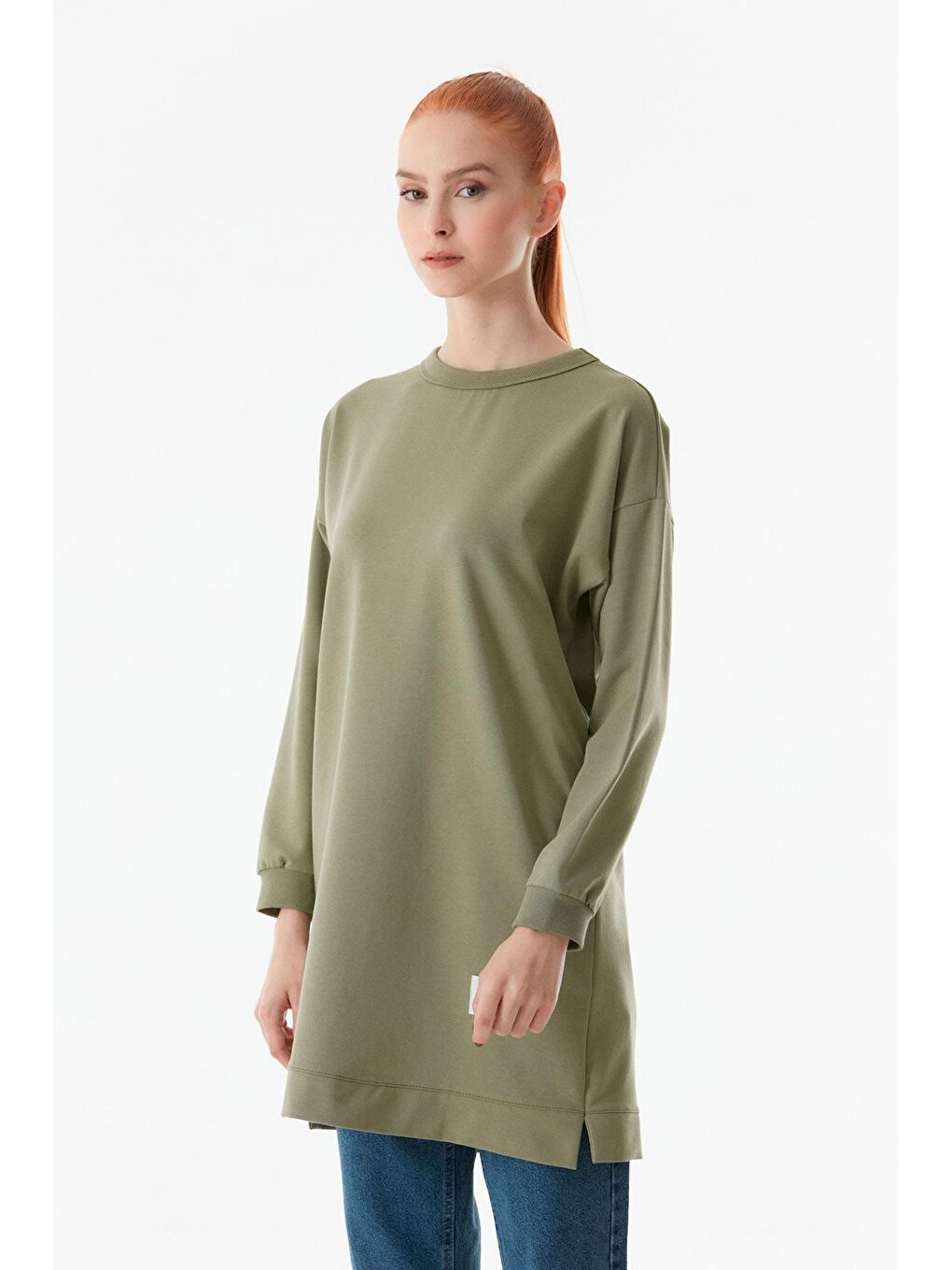 Haki Basic Bisiklet Yaka Tunik-2