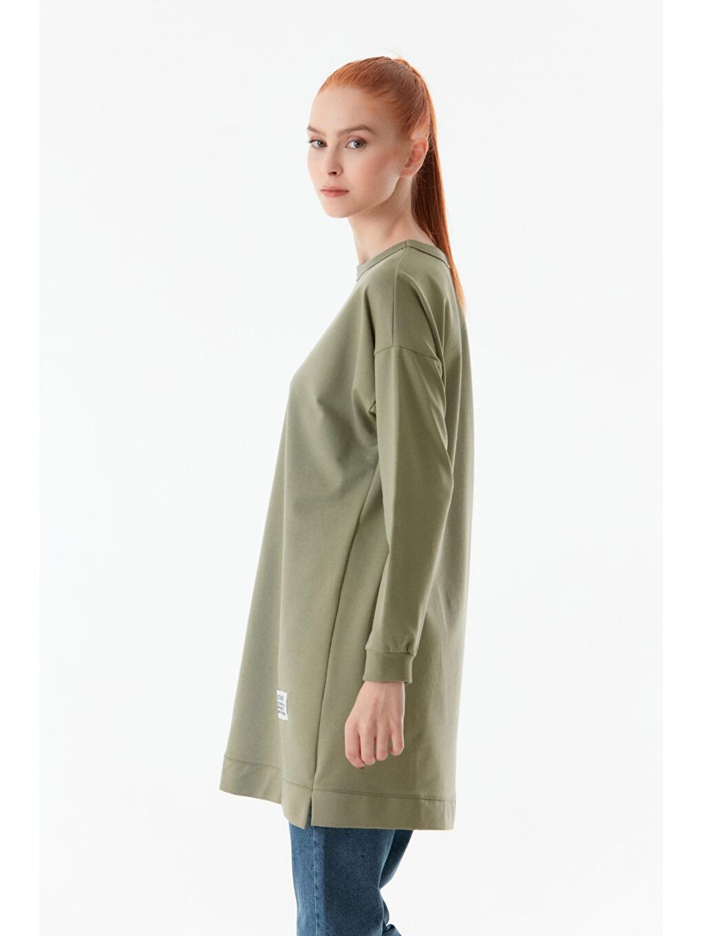 Haki Basic Bisiklet Yaka Tunik-3