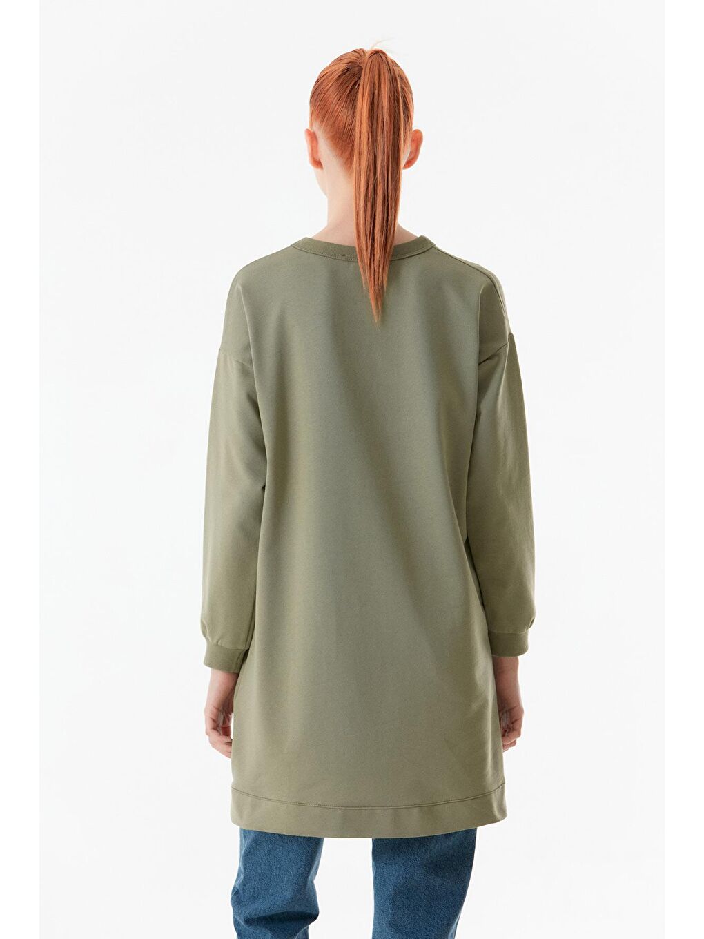 Haki Basic Bisiklet Yaka Tunik-4