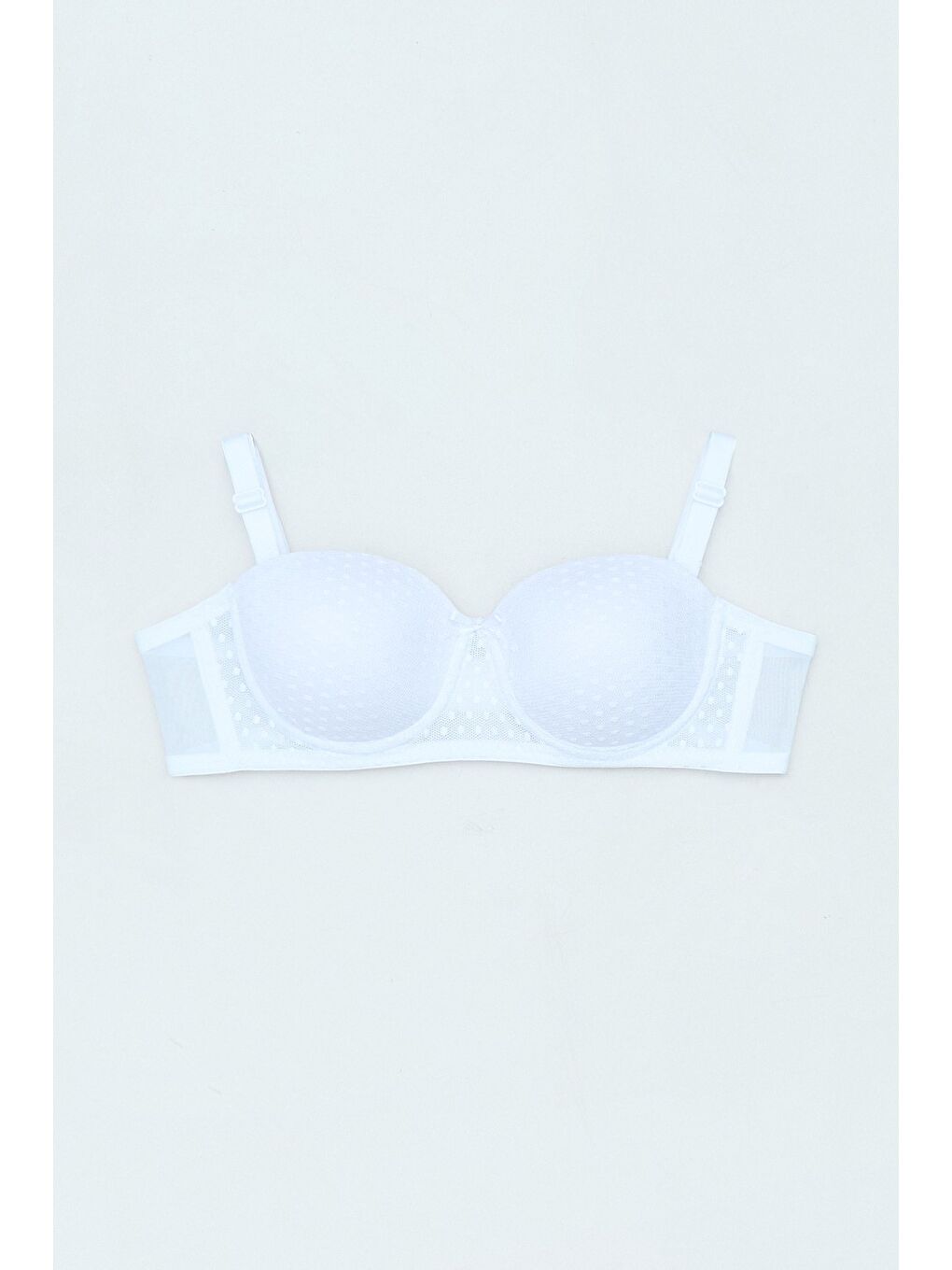 Beyaz Benekli Desteksiz Straplez Sütyen