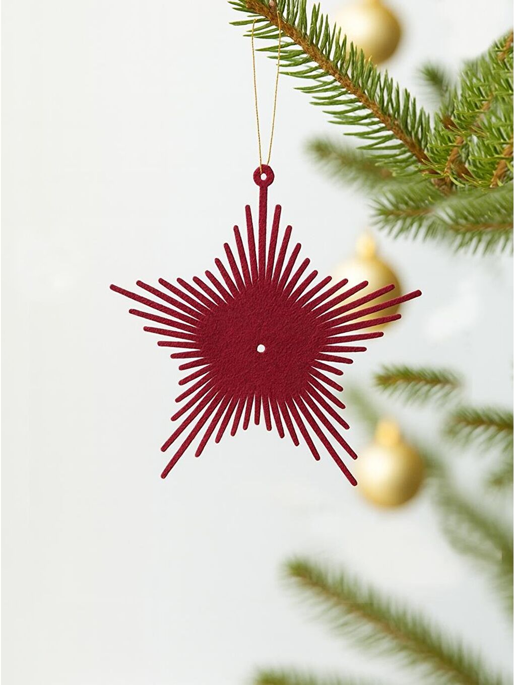 Yılbaşı Ağaç Süsü Kadife Yıldız Dekoratif Süs Bordo 13 cm