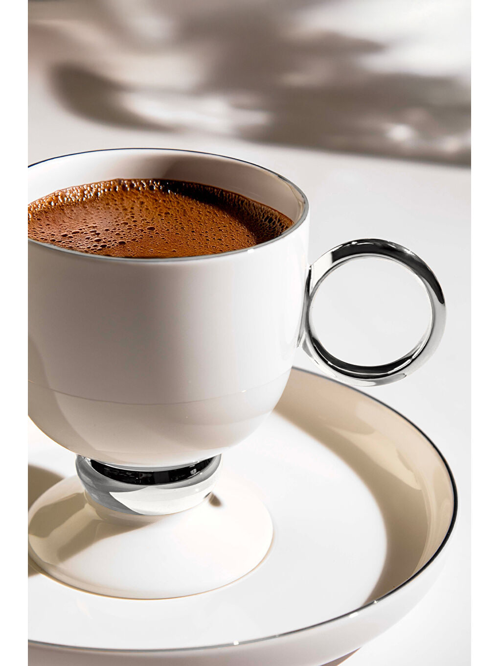 Gri Karmen 6 Kişilik 12 Parça Platin Porselen Kahve Fincan Takımı-1