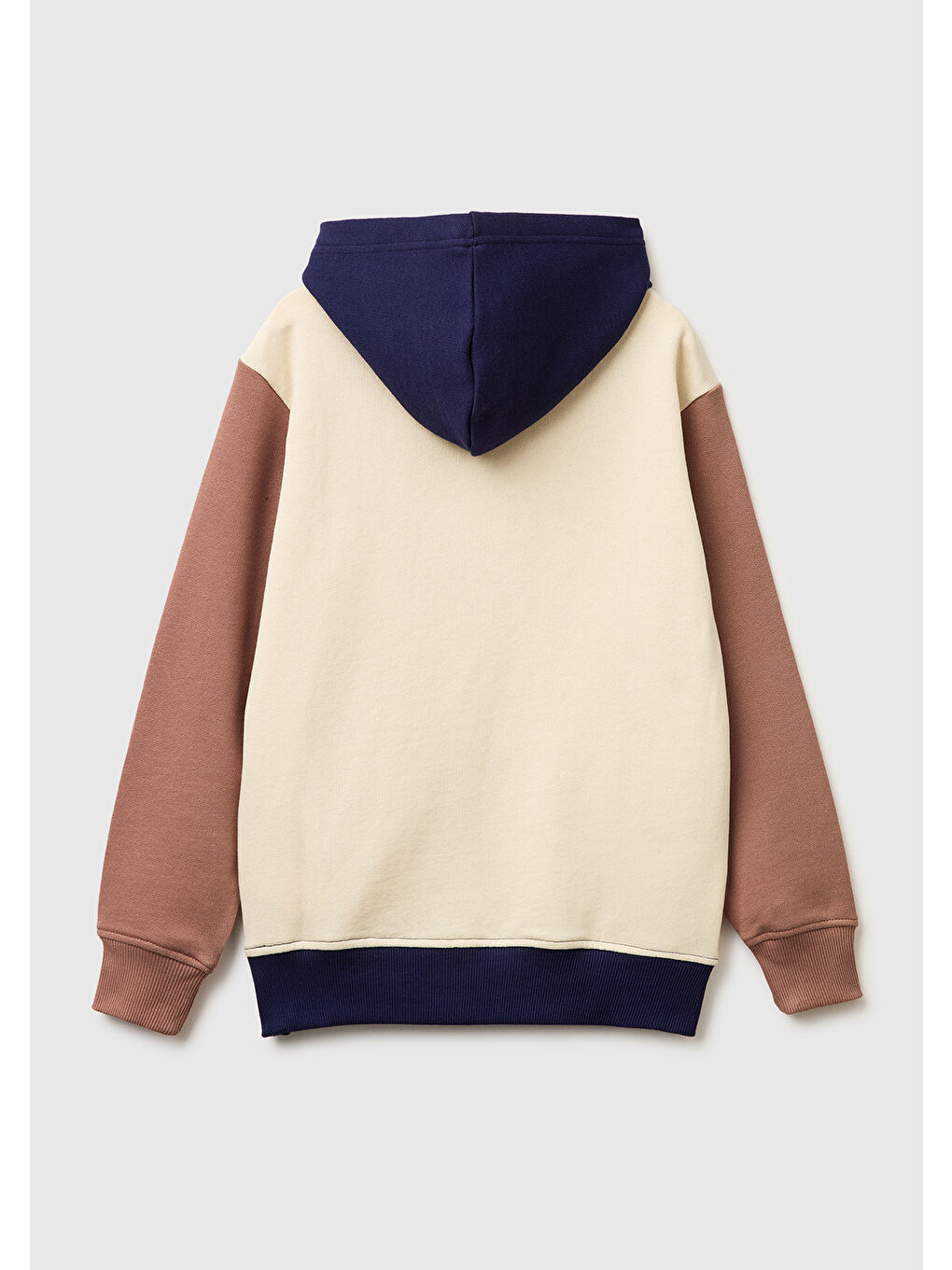 Erkek Çocuk Bej Mix Önü Logo Baskılı Kanguru Cepli Kapüşonlu Sweatshirt-1