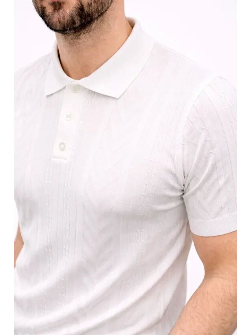Beyaz Erkek Yazlık Triko Polo Yaka Tişört