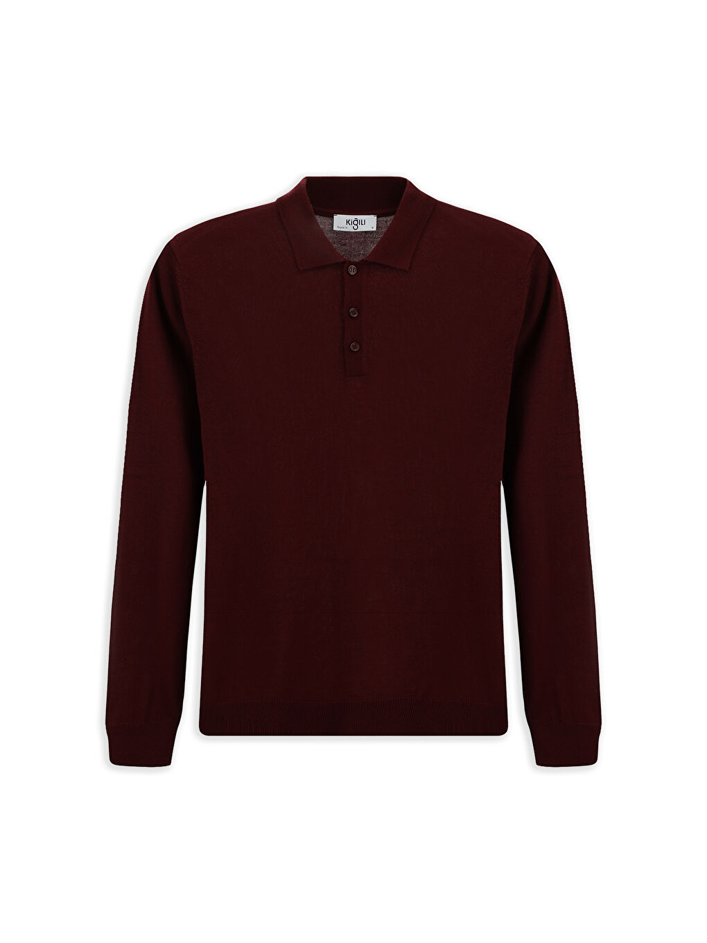 Bordo Polo Yaka Regular Fit Yünlü Triko Kazak