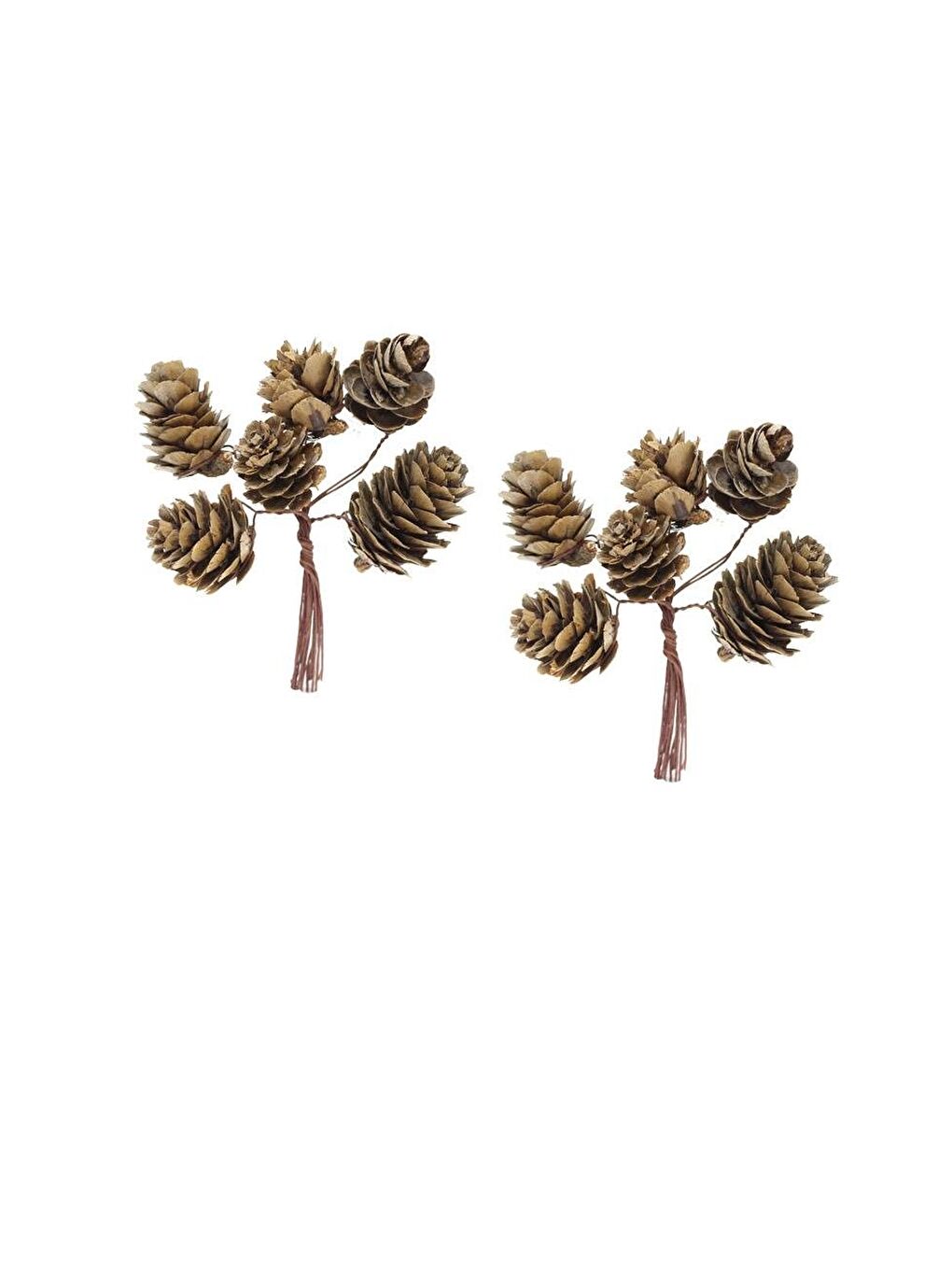 Kahverengi Yılbaşı Ağacı Süsleri Telli Mini Kozalak Dekoratif Çam Ağaç Süsü 12'li-3