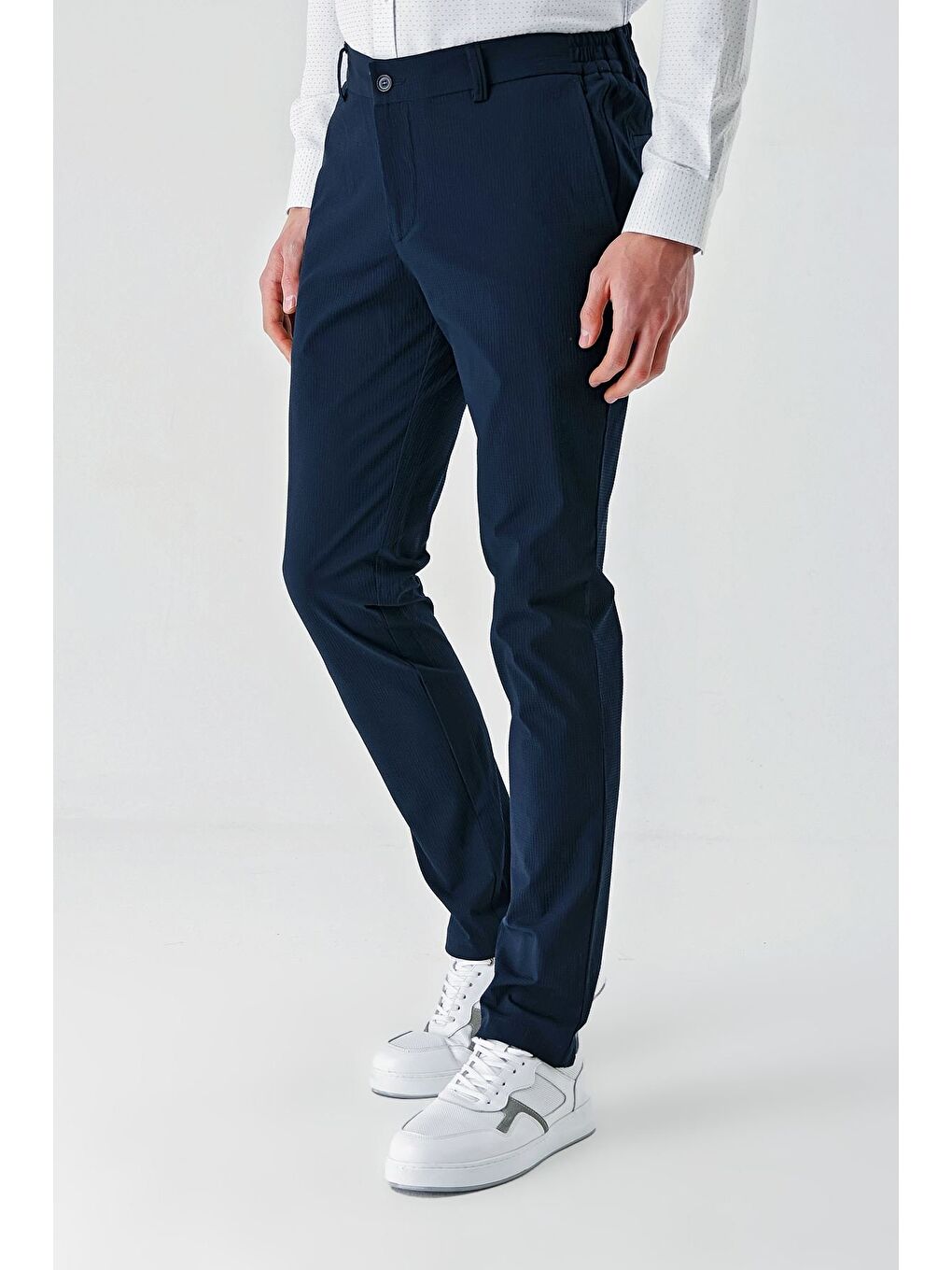 Koyu Lacivert Pamuklu Yandan Cepli Casual Slim Fit Jogger Pantolon 1003240206-1