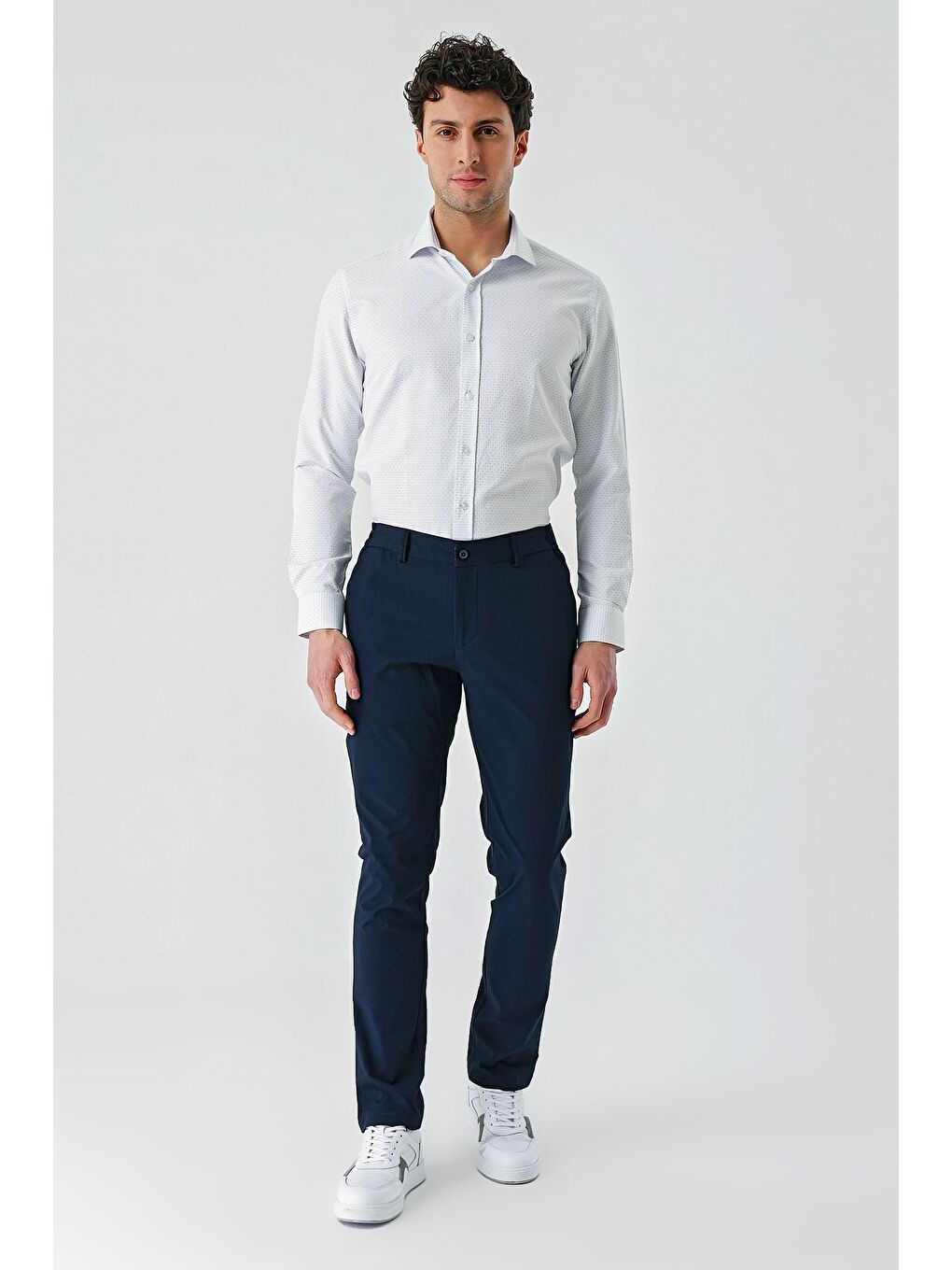 Koyu Lacivert Pamuklu Yandan Cepli Casual Slim Fit Jogger Pantolon 1003240206-2