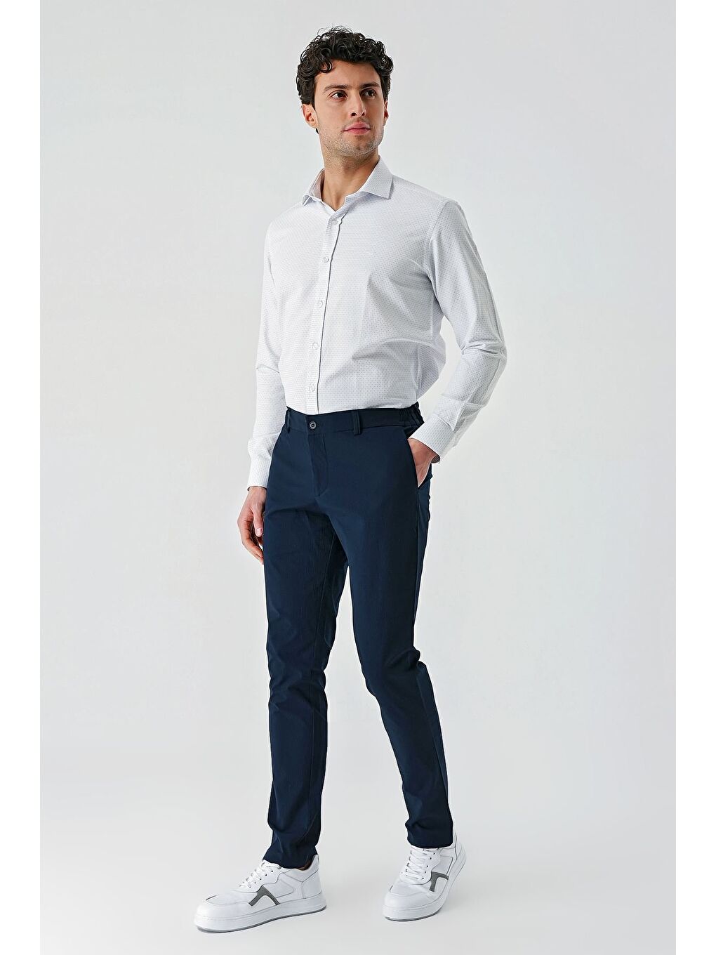 Koyu Lacivert Pamuklu Yandan Cepli Casual Slim Fit Jogger Pantolon 1003240206-3