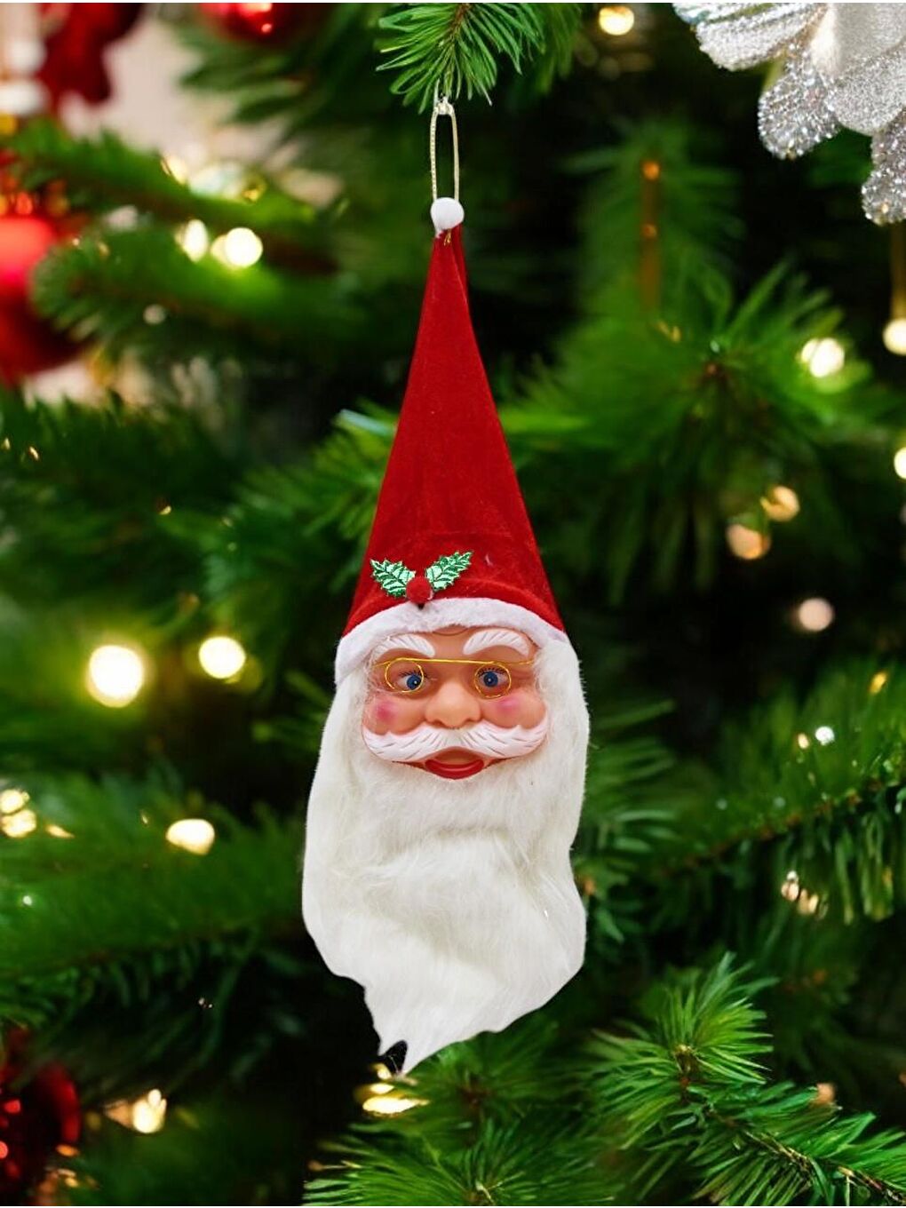 Kırmızı Yılbaşı Ağaç Süsü Noel Baba Asılabilir Dekoratif Süs 45 cm